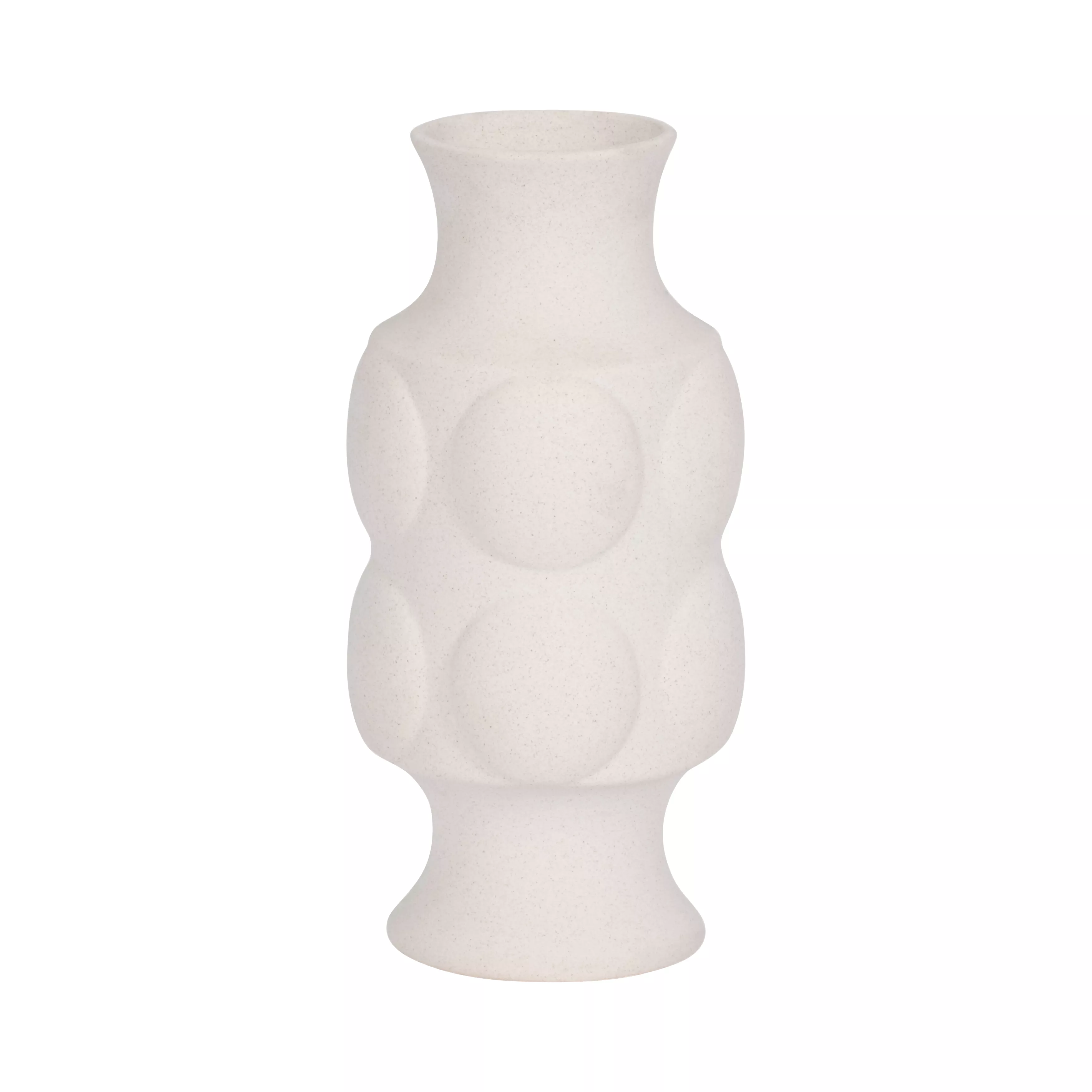 11" Large Dot Embossed Vase Sand Texture, White