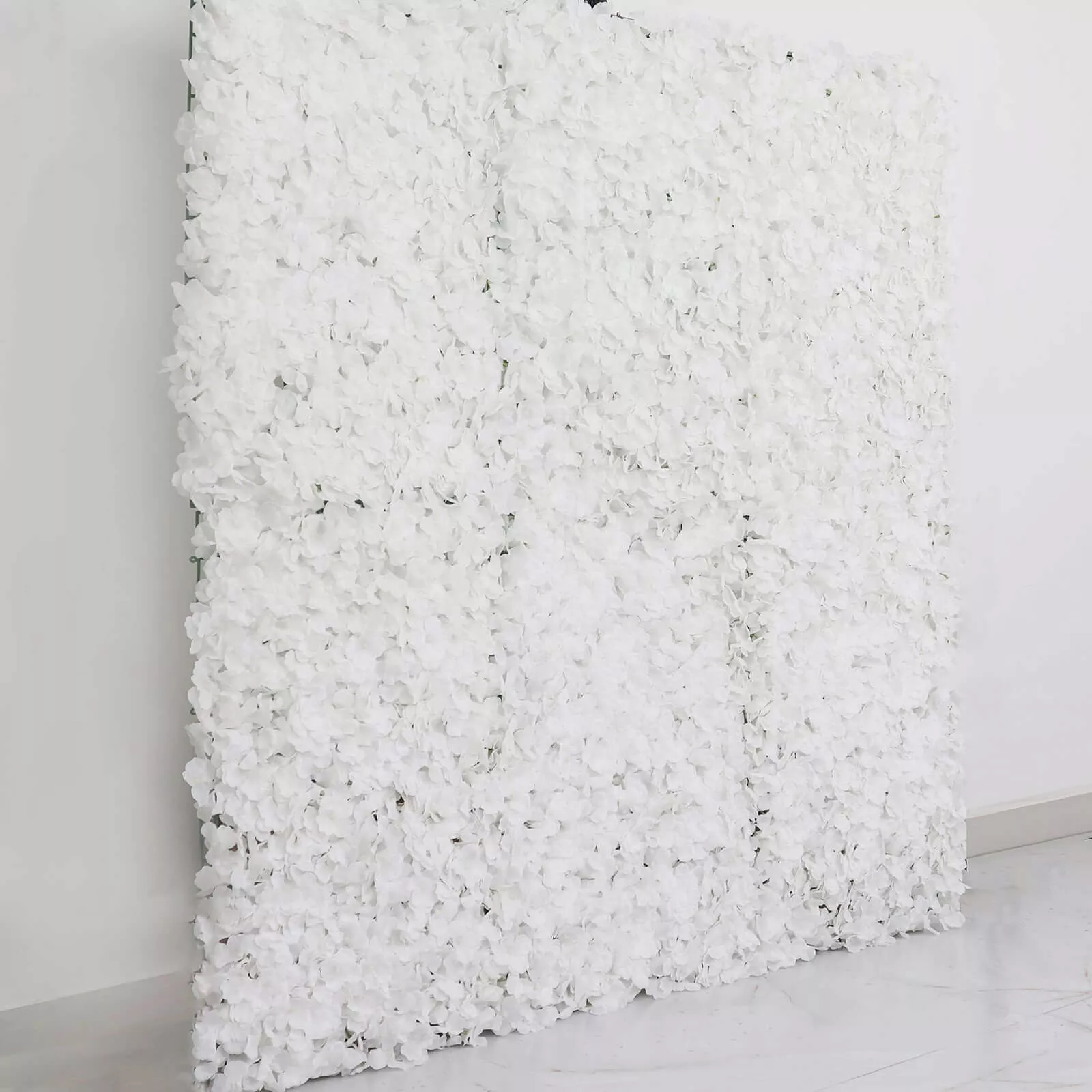 11 Sq ft. White UV Protected Hydrangea Flower Wall Mat Backdrop - 4 Artificial Panels