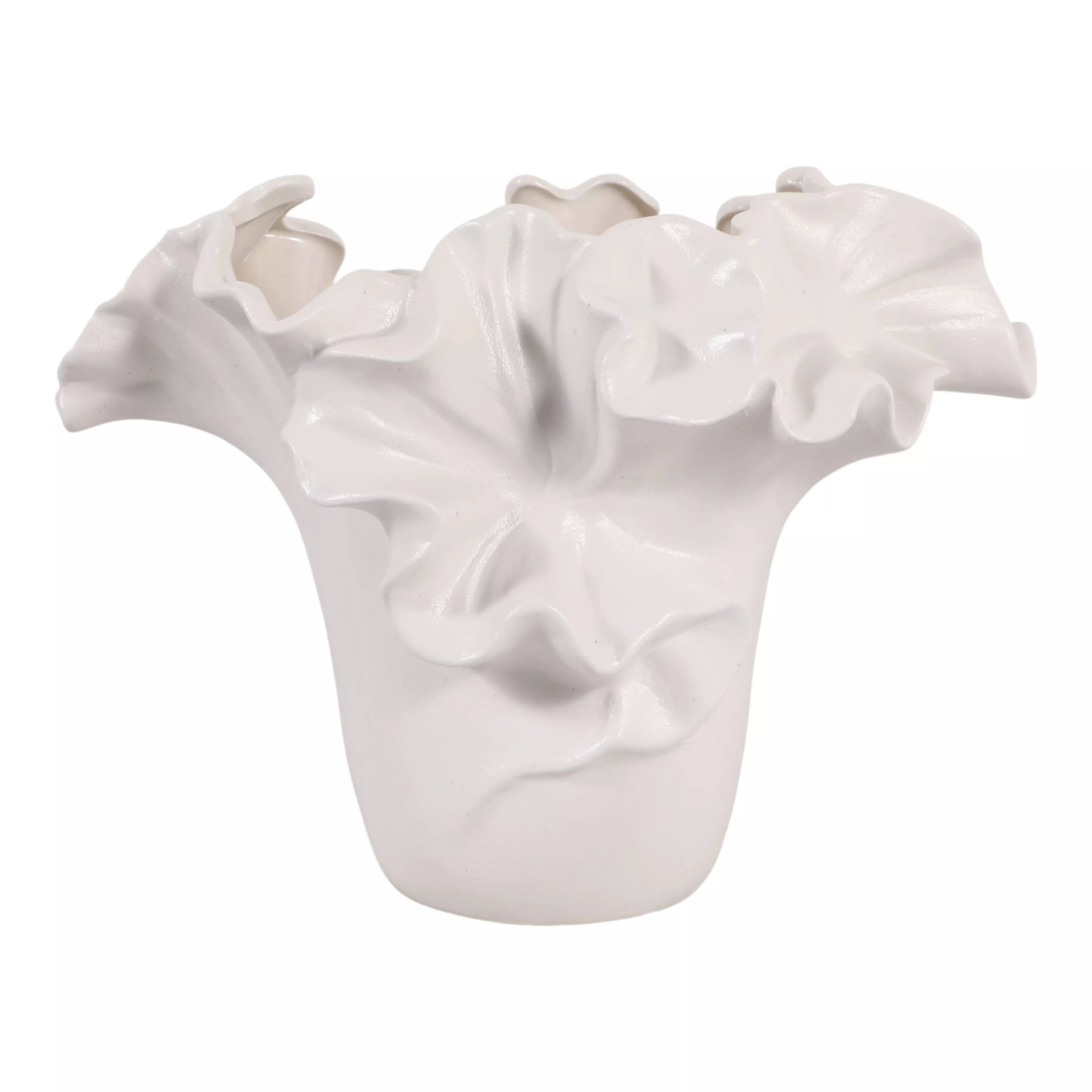 11x8" Flutter Vase, White