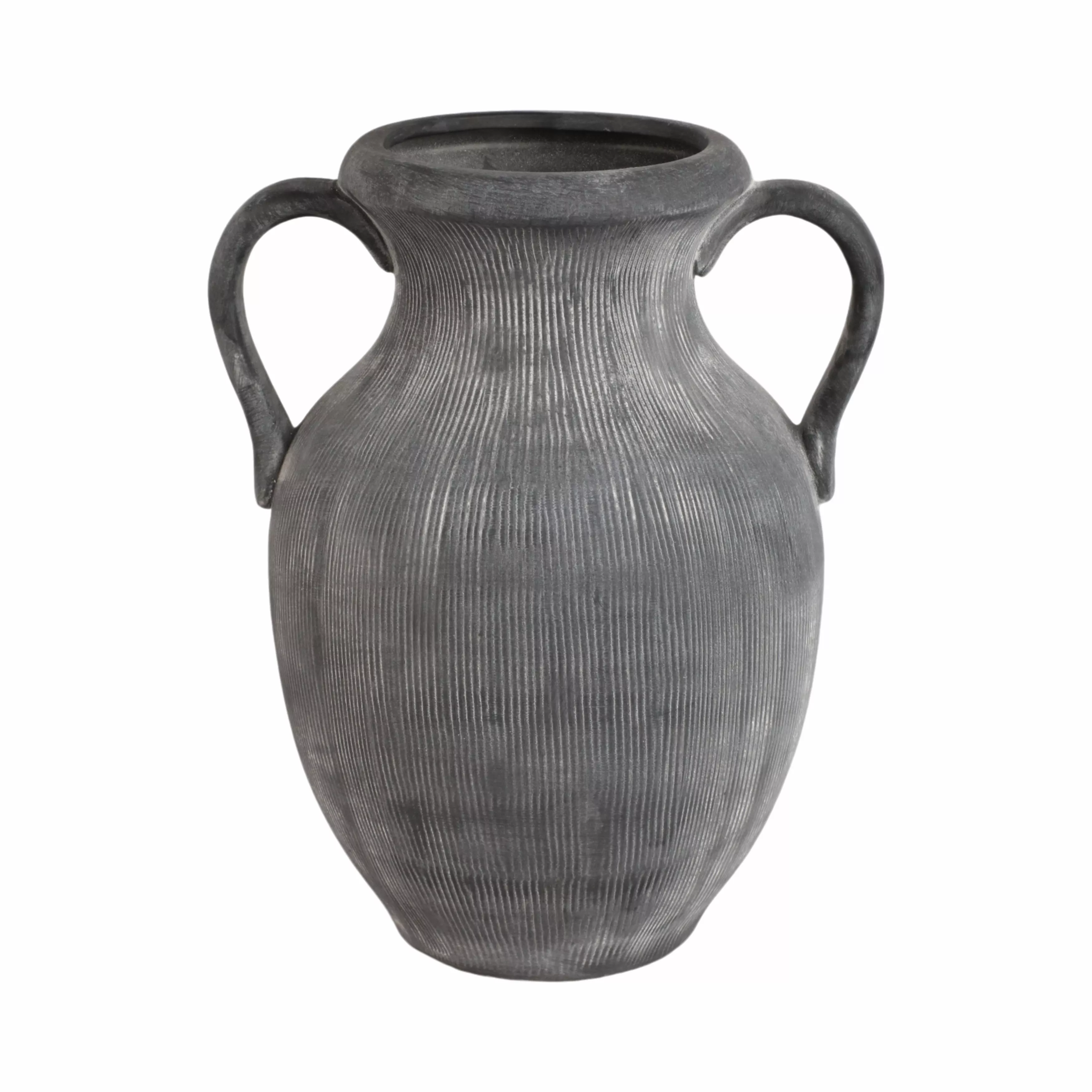 12" Weathered Jug With Handles, Black