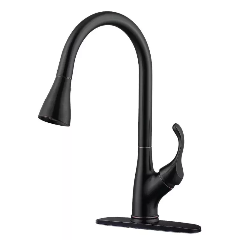 123ORB Pull Down Kitchen Faucet Oil Rubbed Bronze Single Handle with Deck Plate