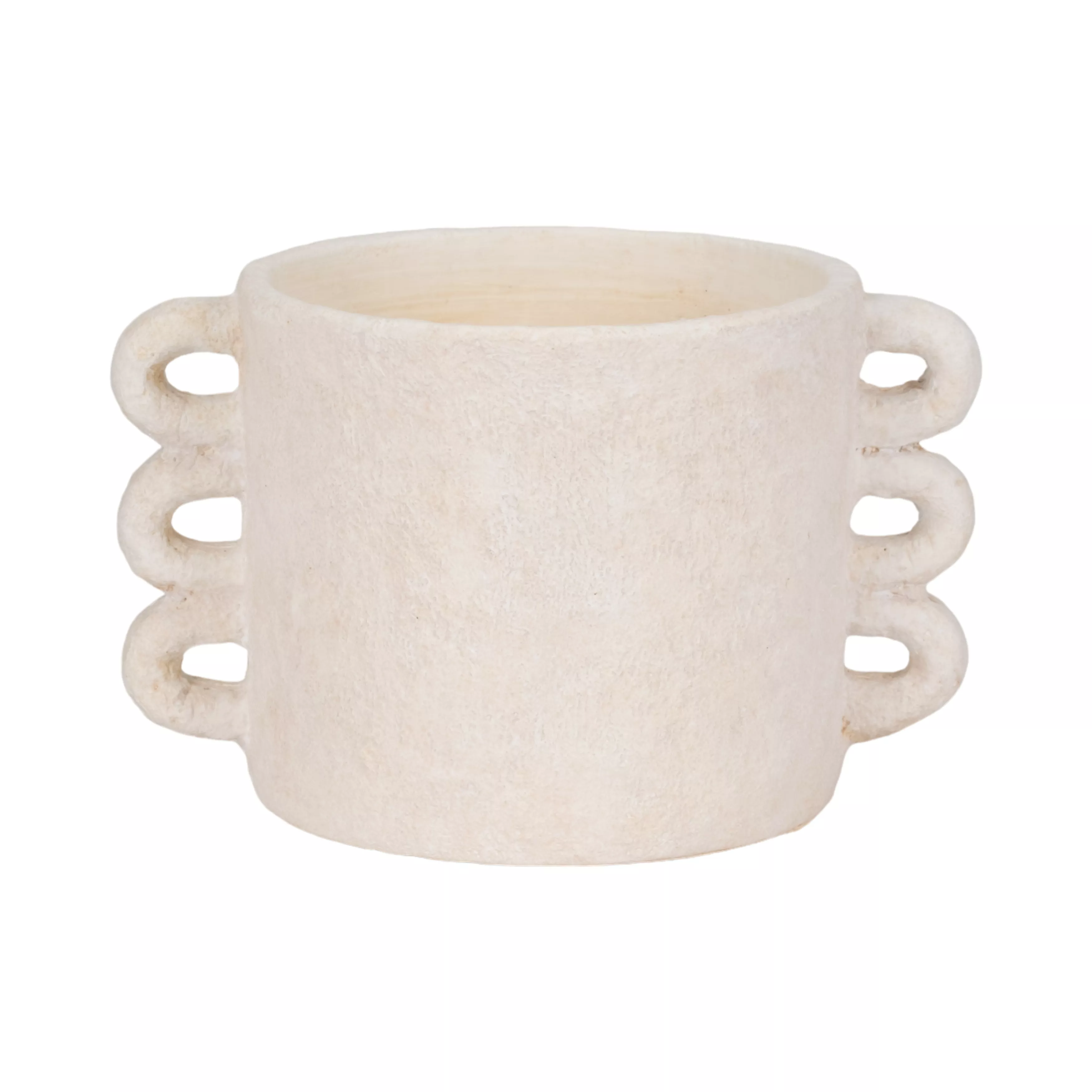 13" White Arch Handle Planter