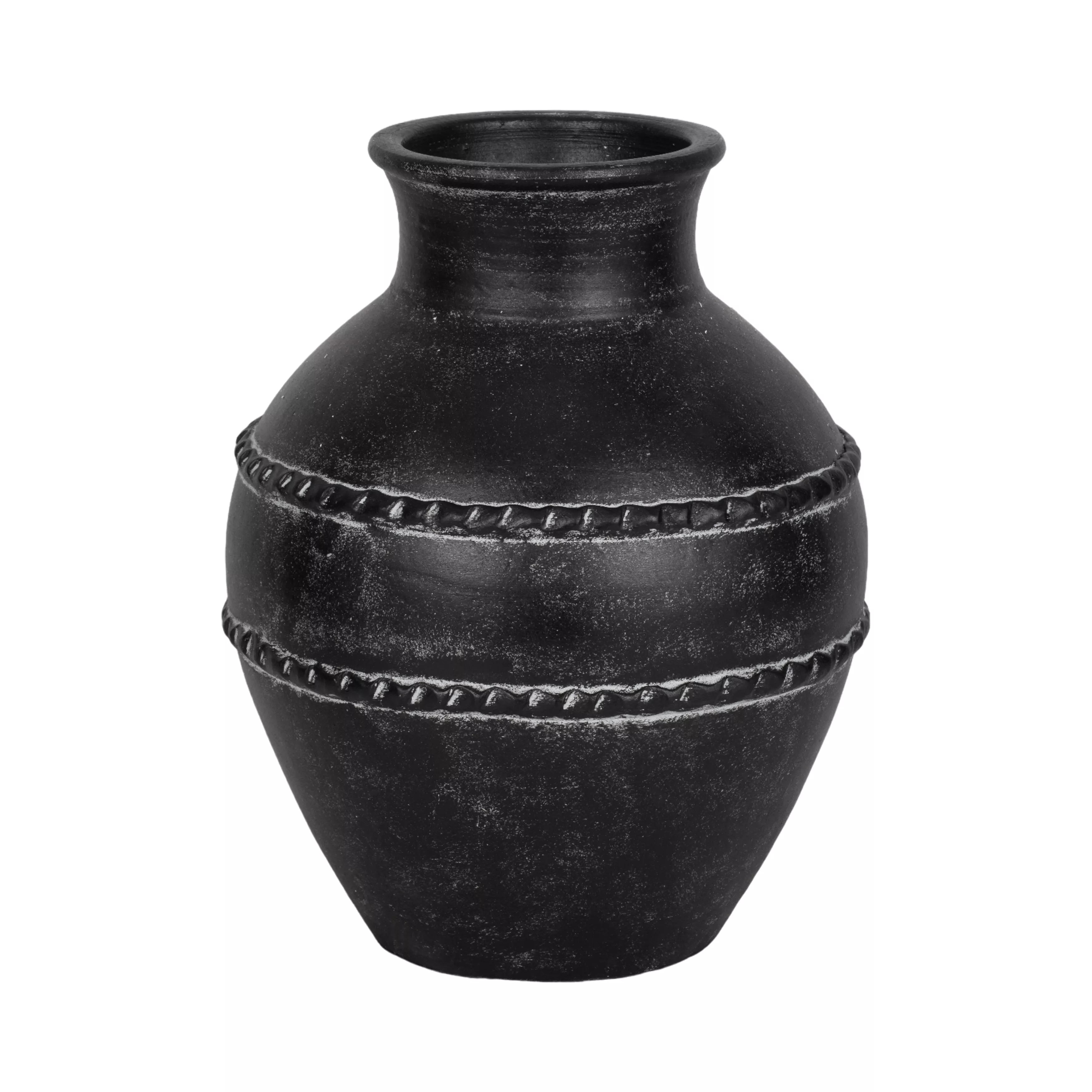 14" Terracotta Vase, Black
