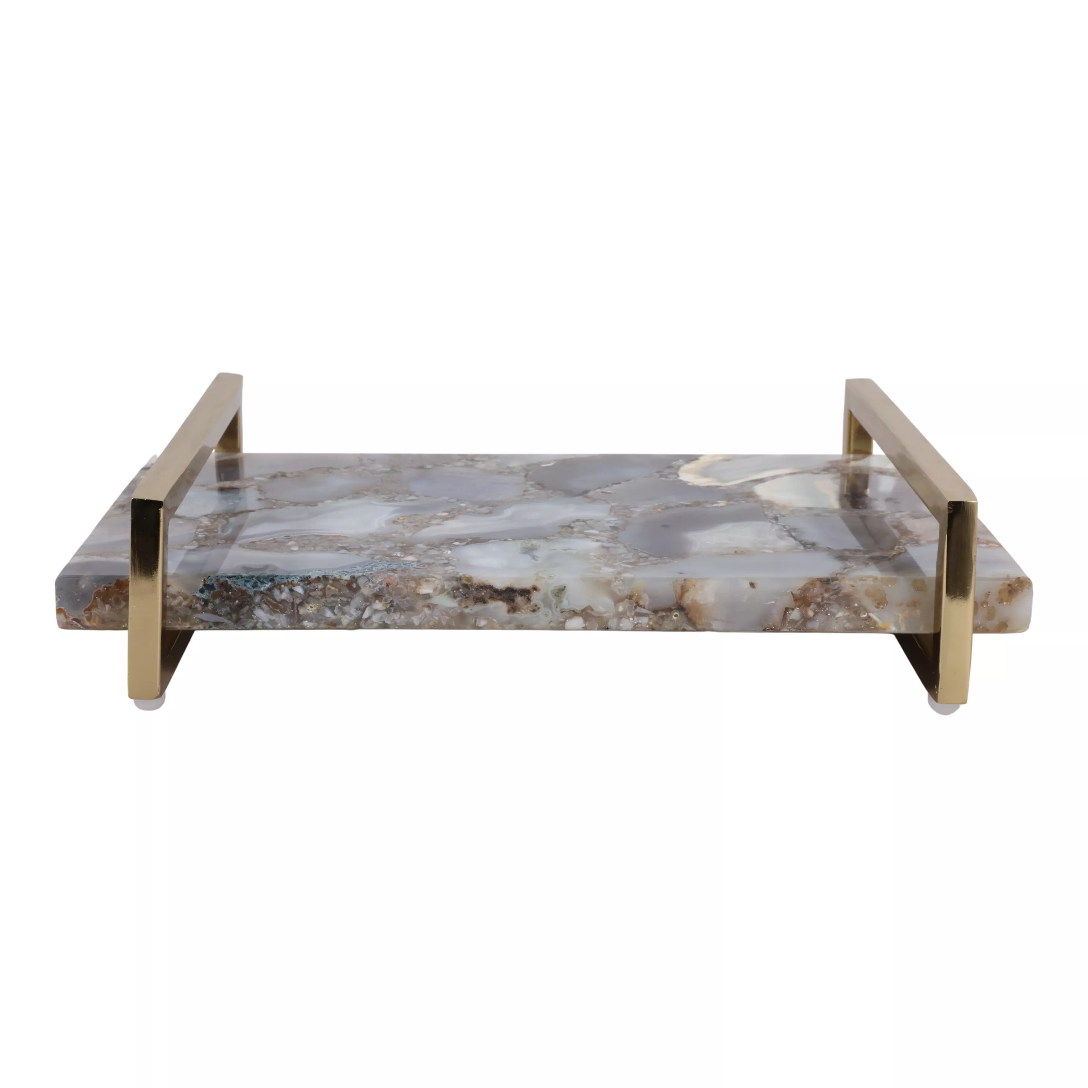 14x9 Agate Tray W/Gold Handles