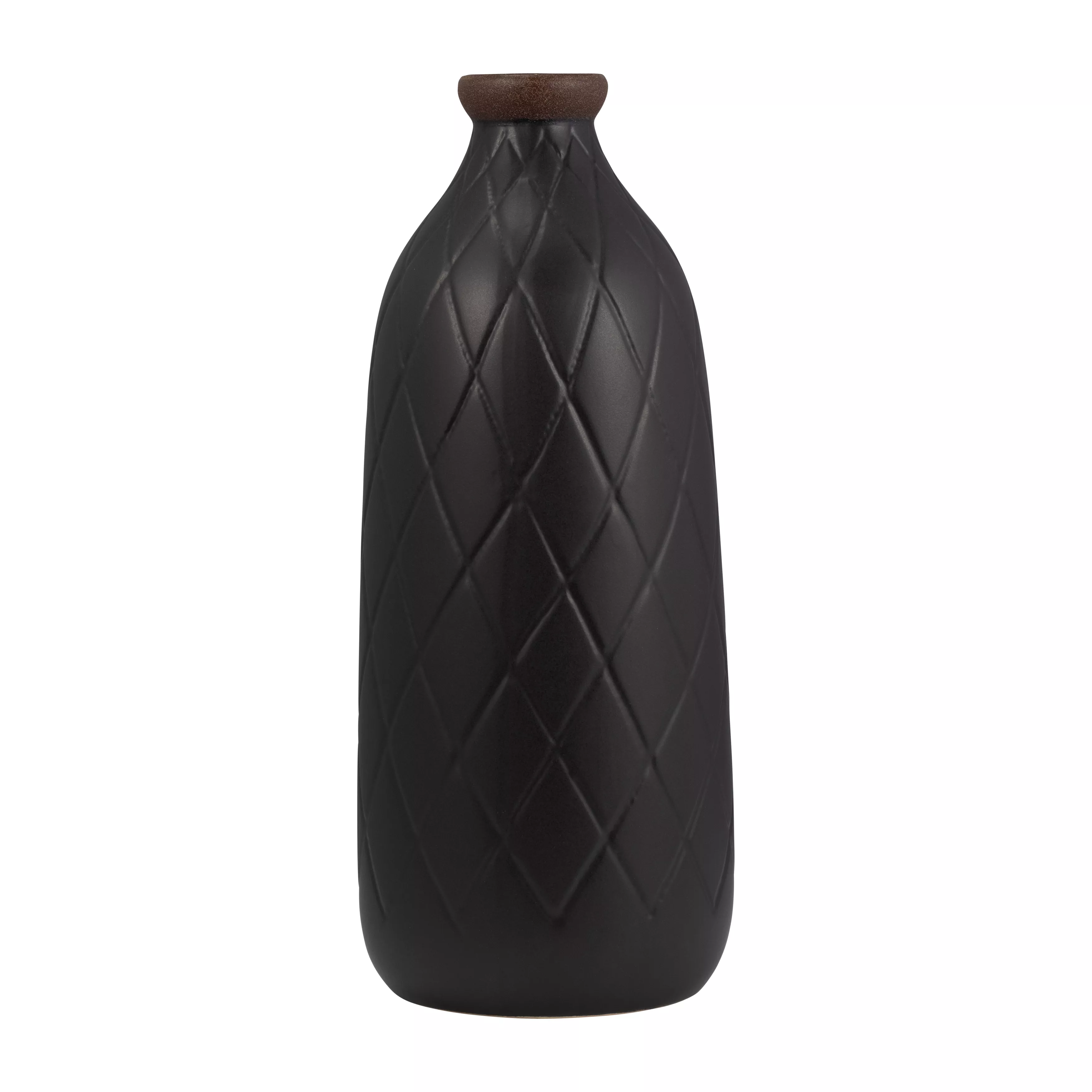 16" Plaid Textured Vase, Black