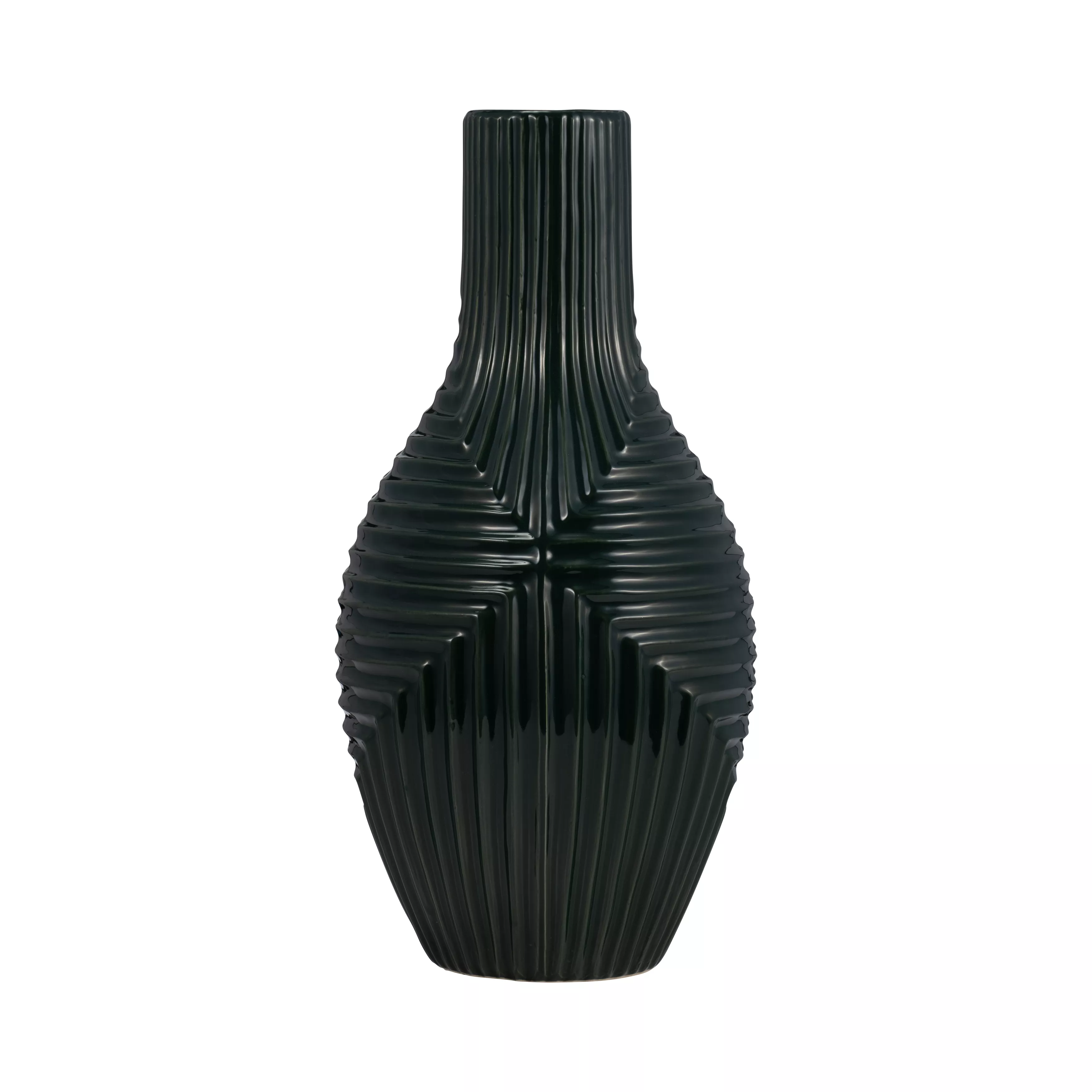 16" Tribal Vase, Forest Green
