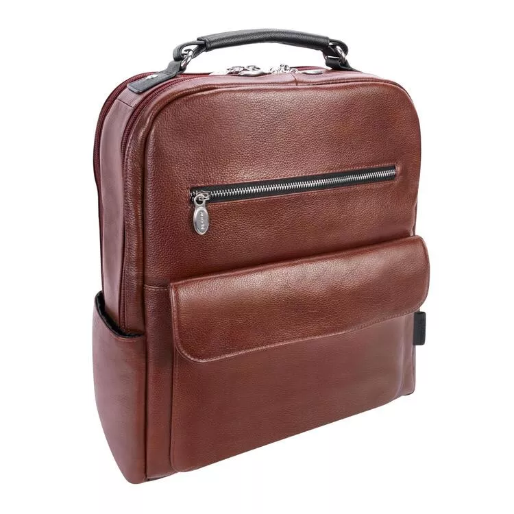 17 Laptop & Tablet Backpack - Leather Two-Tone Dual Compartment
