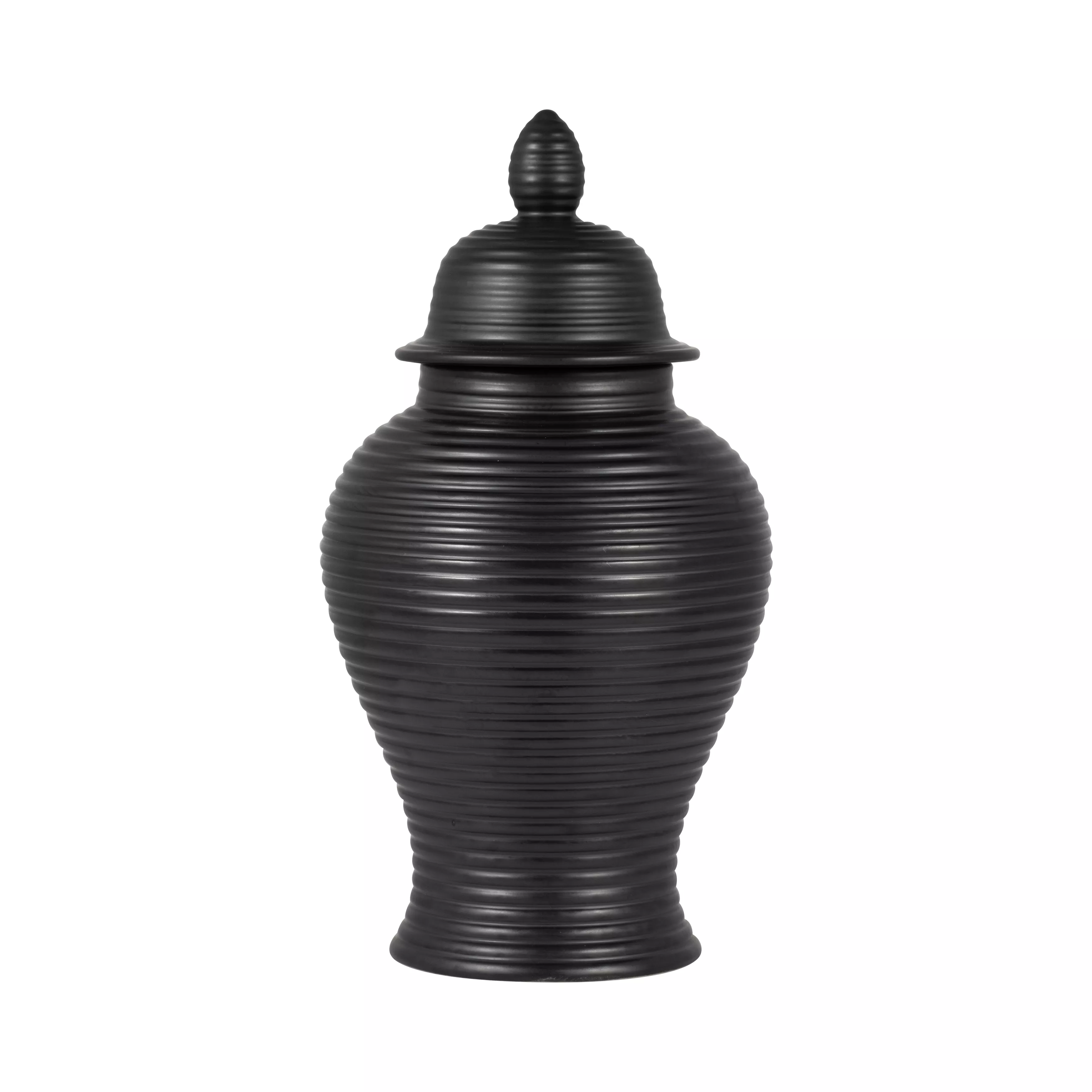 18" Ribbed Temple Jar, Black