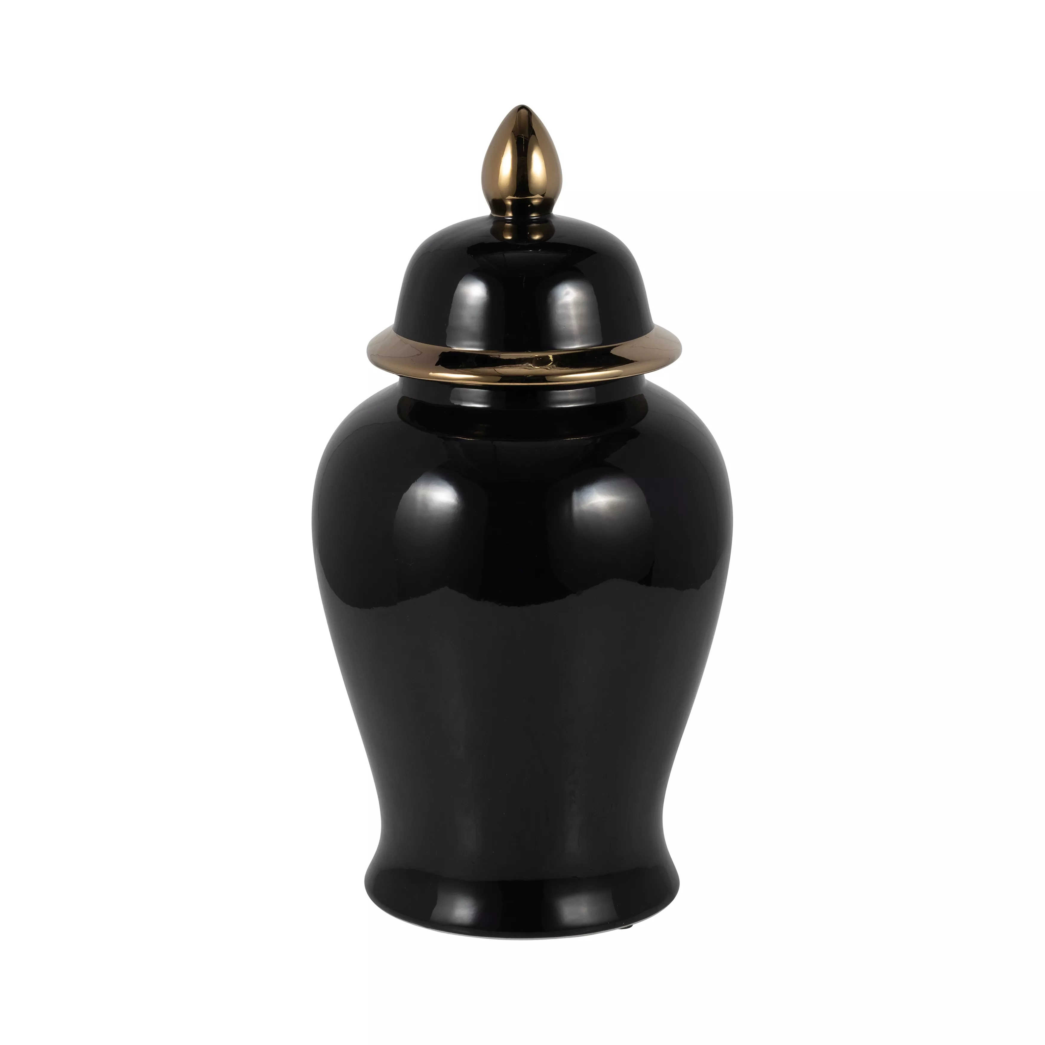 18" Temple Jar, Black/Gold