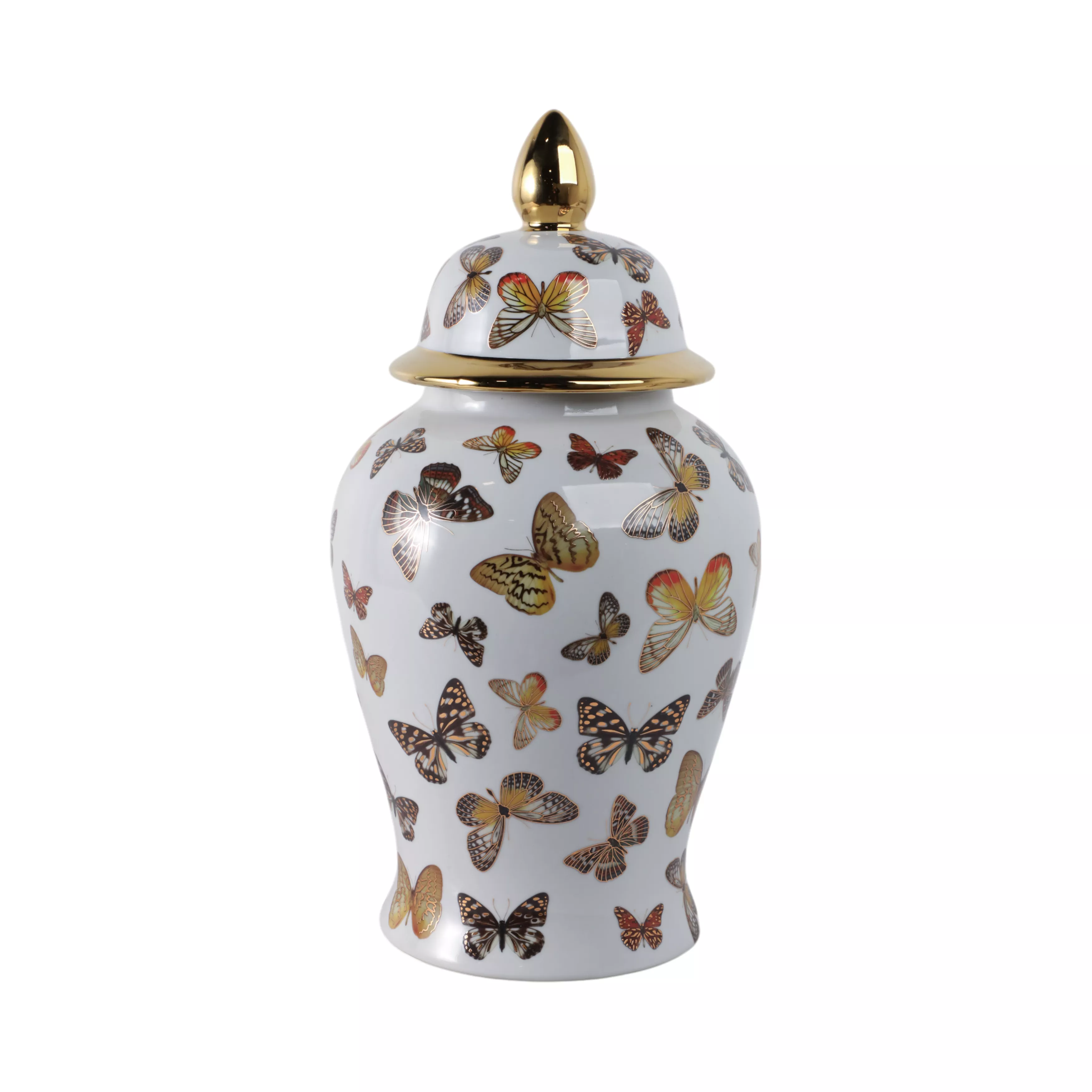 18x9" Butterflies Temple Jar, Multi