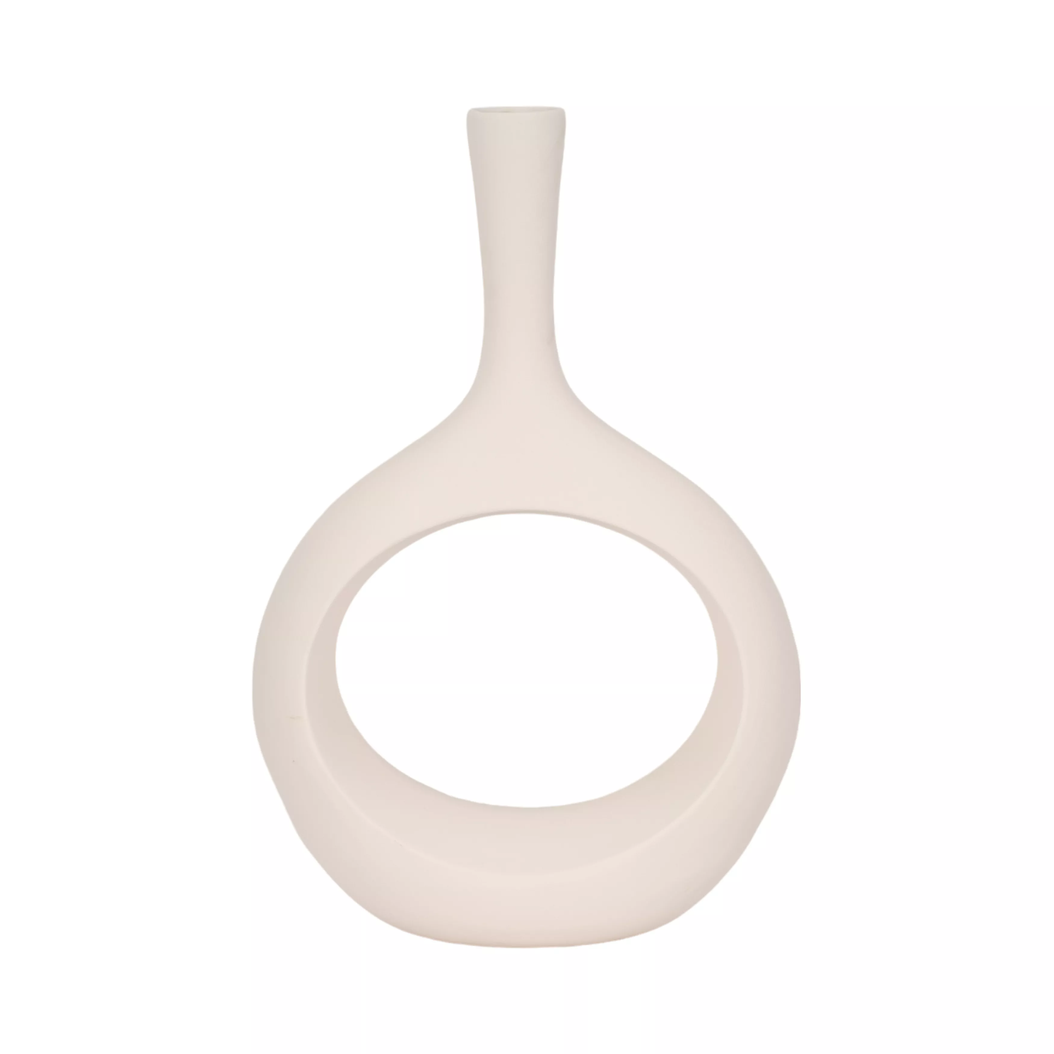 24" Round Cut Out Vase, White