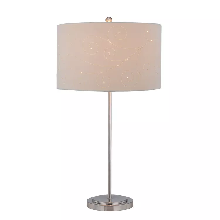 25W Table Lamp with Microfiber Shade E27 CFL 3-Way Switch - Lite Source