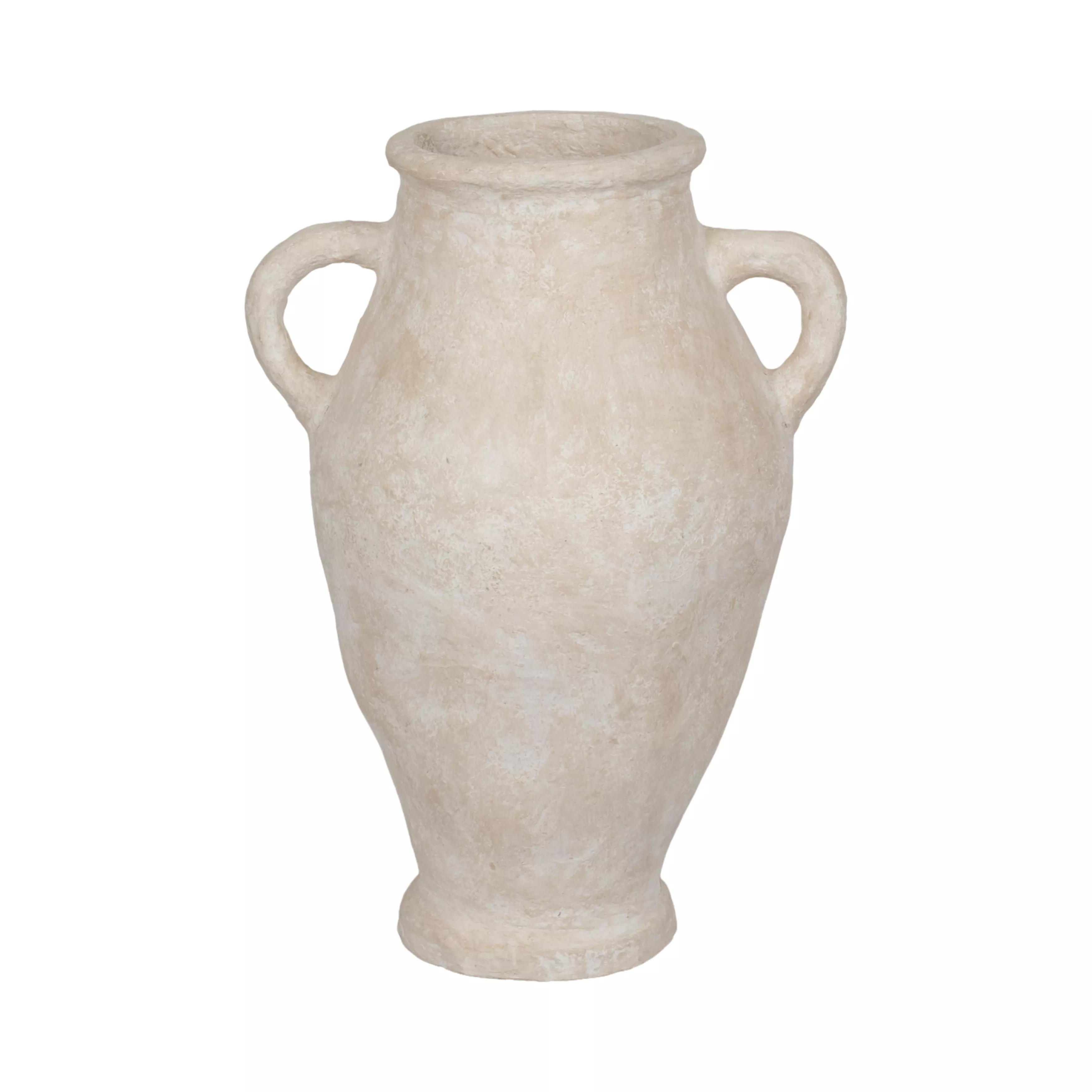 32" Paper Mache Jug With Handles, White