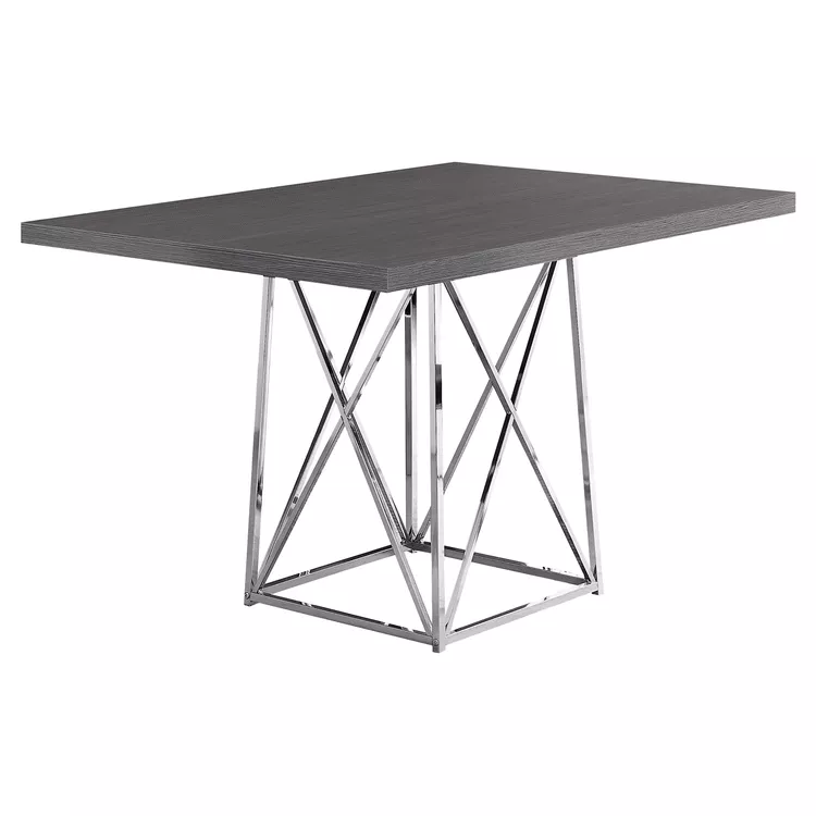 48 Grey Chrome Metal Rectangular Dining Table