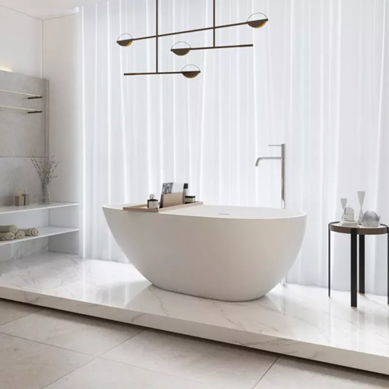 59" Topaz Solid Surface Stone Resin Freestanding Bathtub