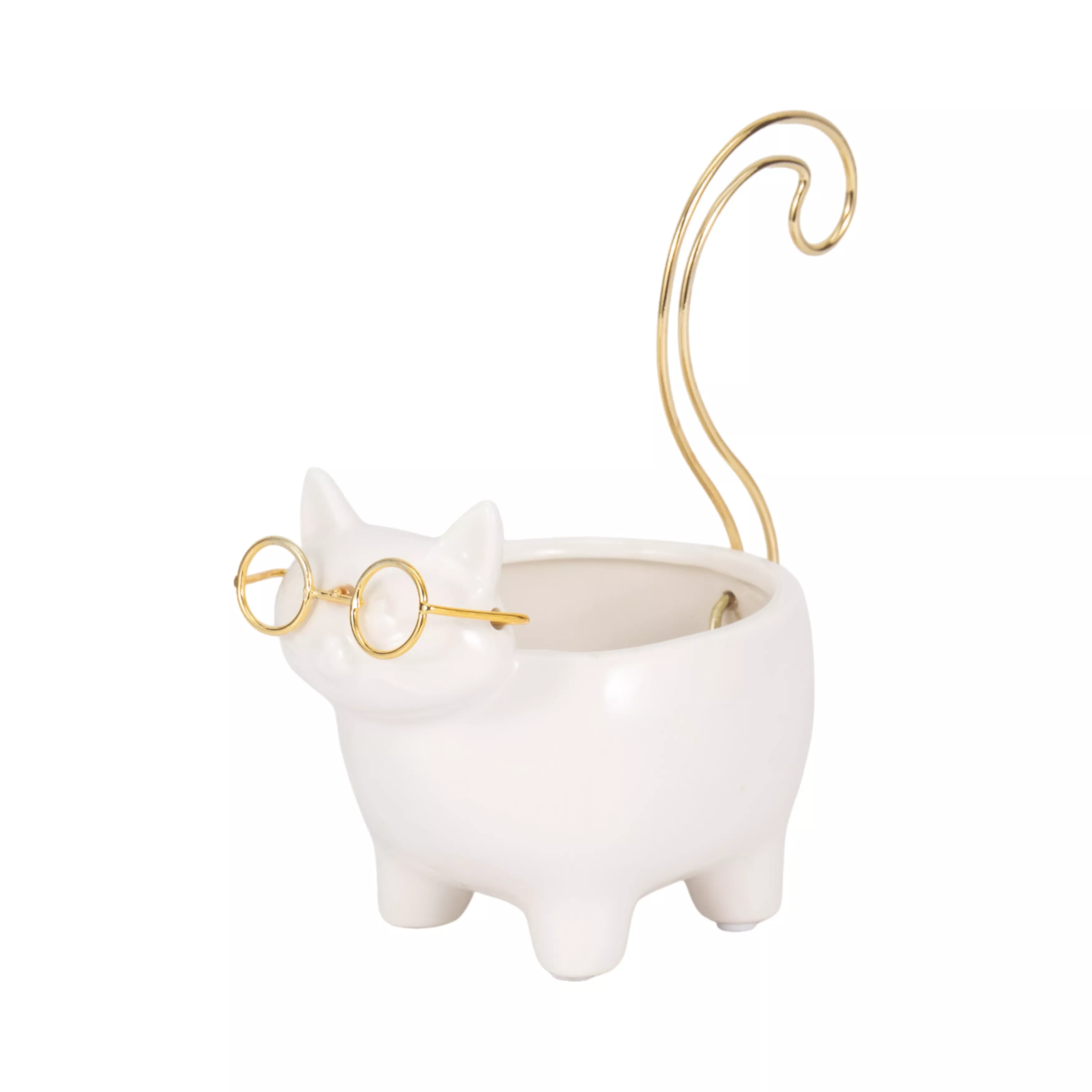 6" Cer Boho Kitty Trinket Dish