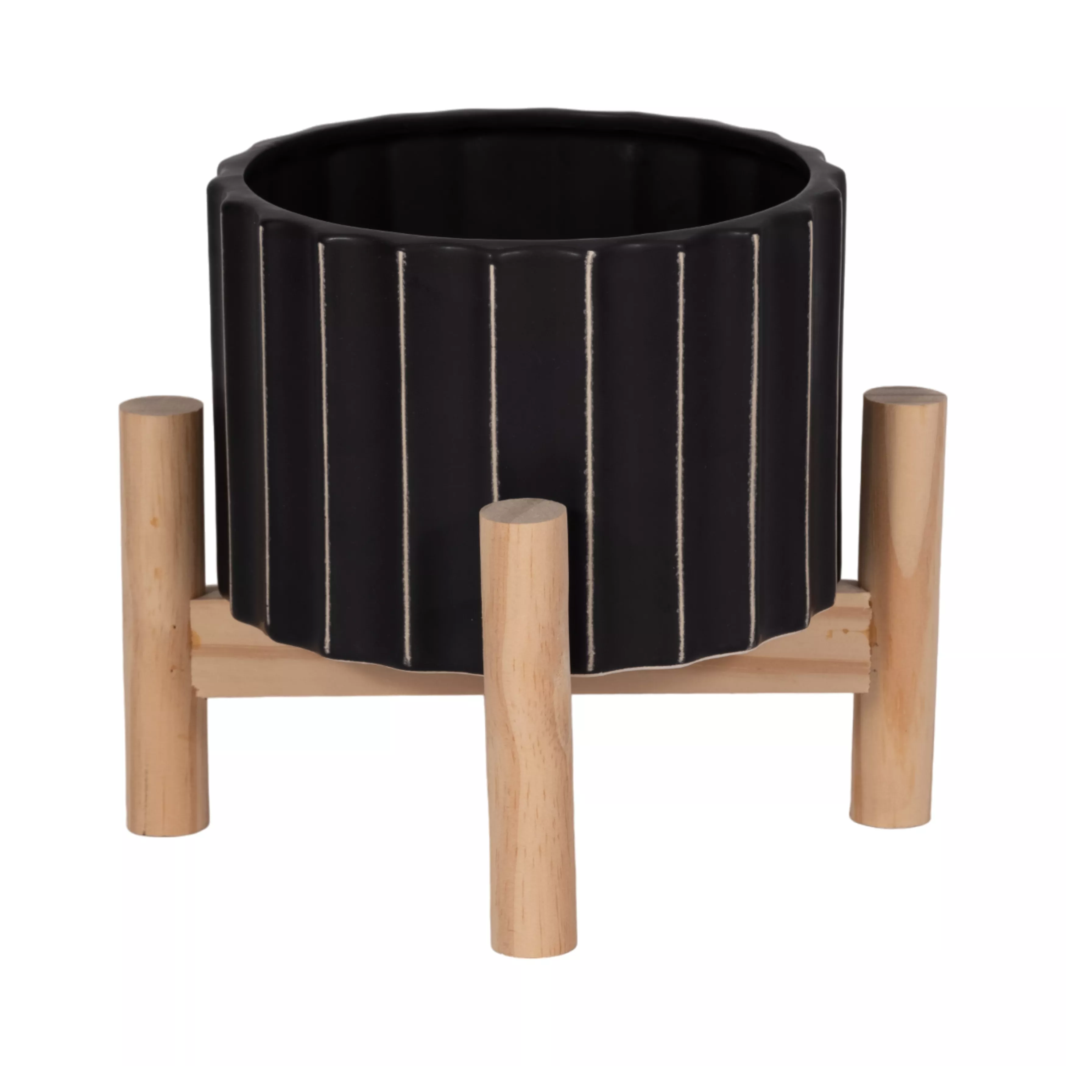 6" Ceramic Fluted Planter W/