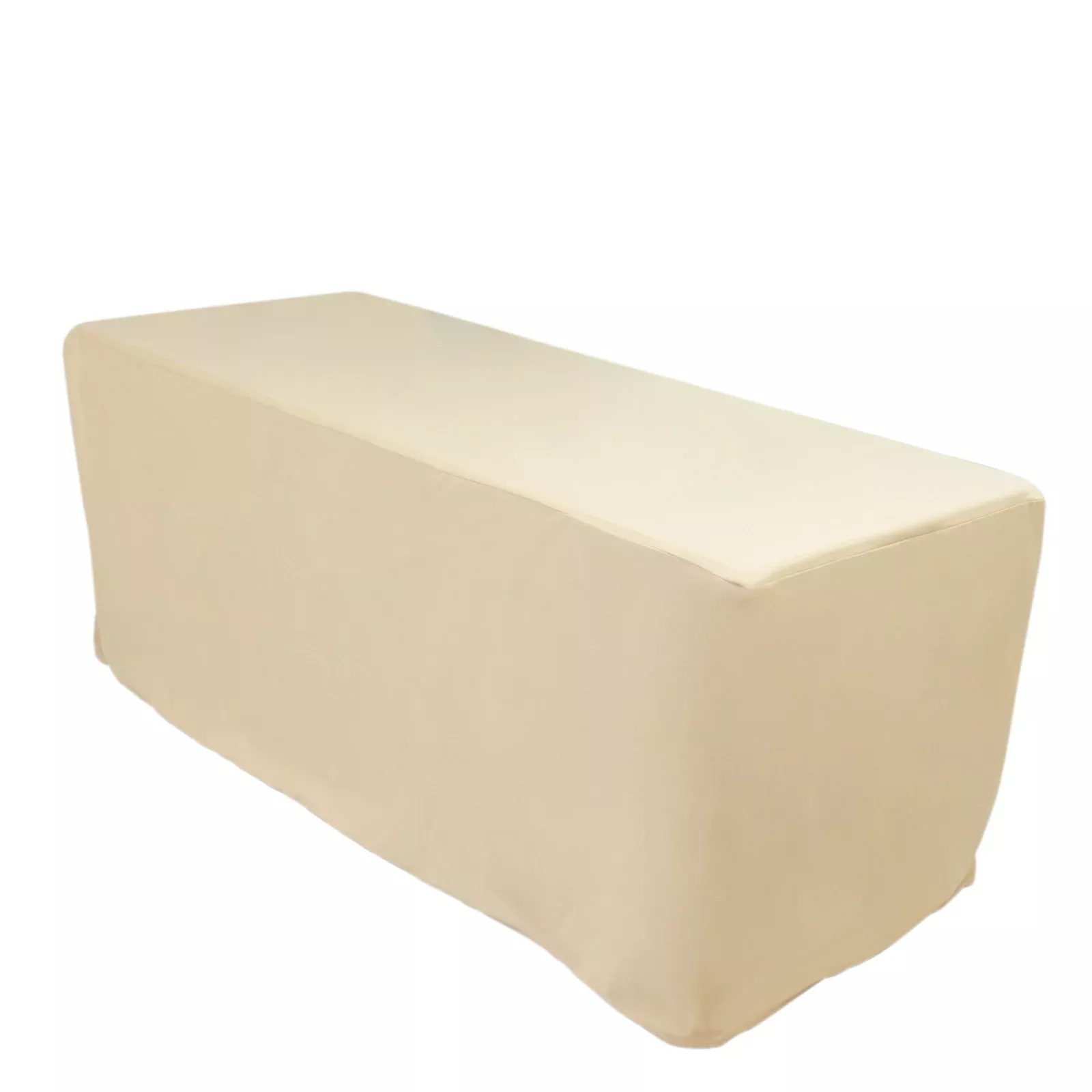 6ft Scuba Rectangular Fitted Tablecloth Beige – Wrinkle-Free, Stain Resistant