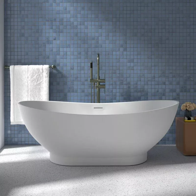 71" Winston Solid Surface Stone Resin Freestanding Bathtub