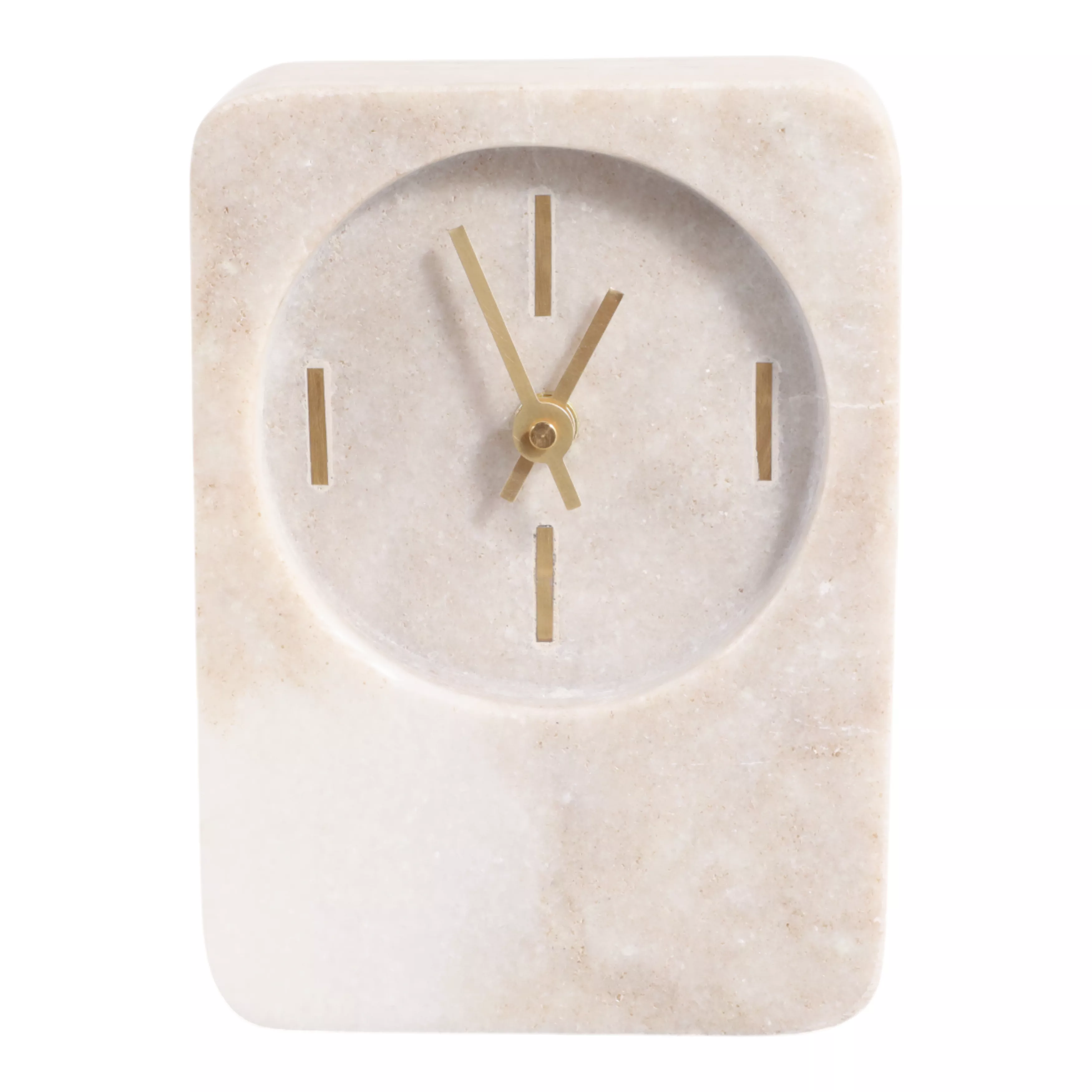 7x4" Marble Clock With Brass