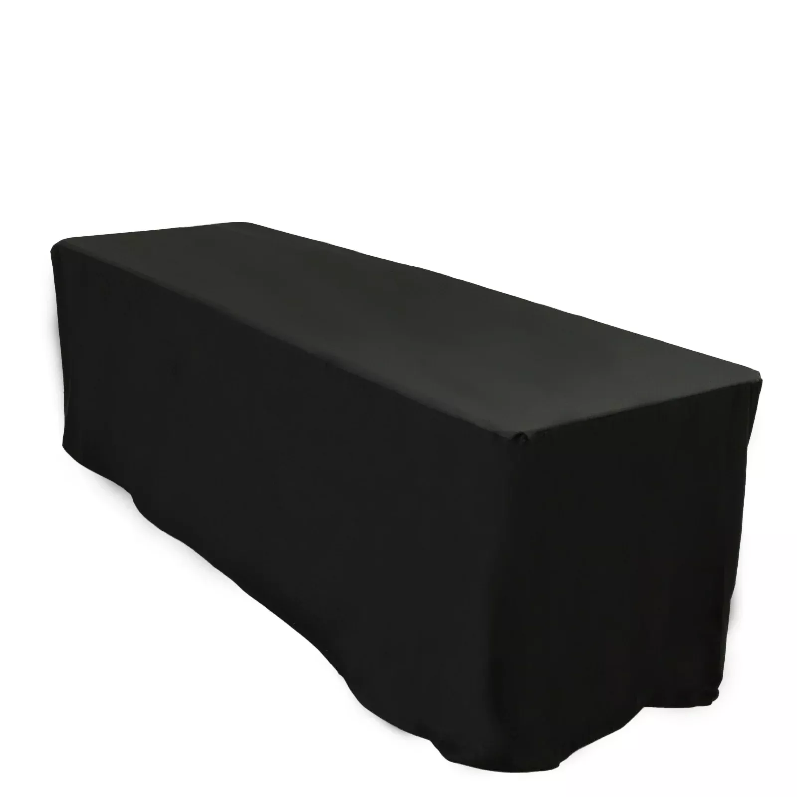 8ft Scuba Rectangular Fitted Tablecloth Black – Wrinkle-Free, Stain Resistant