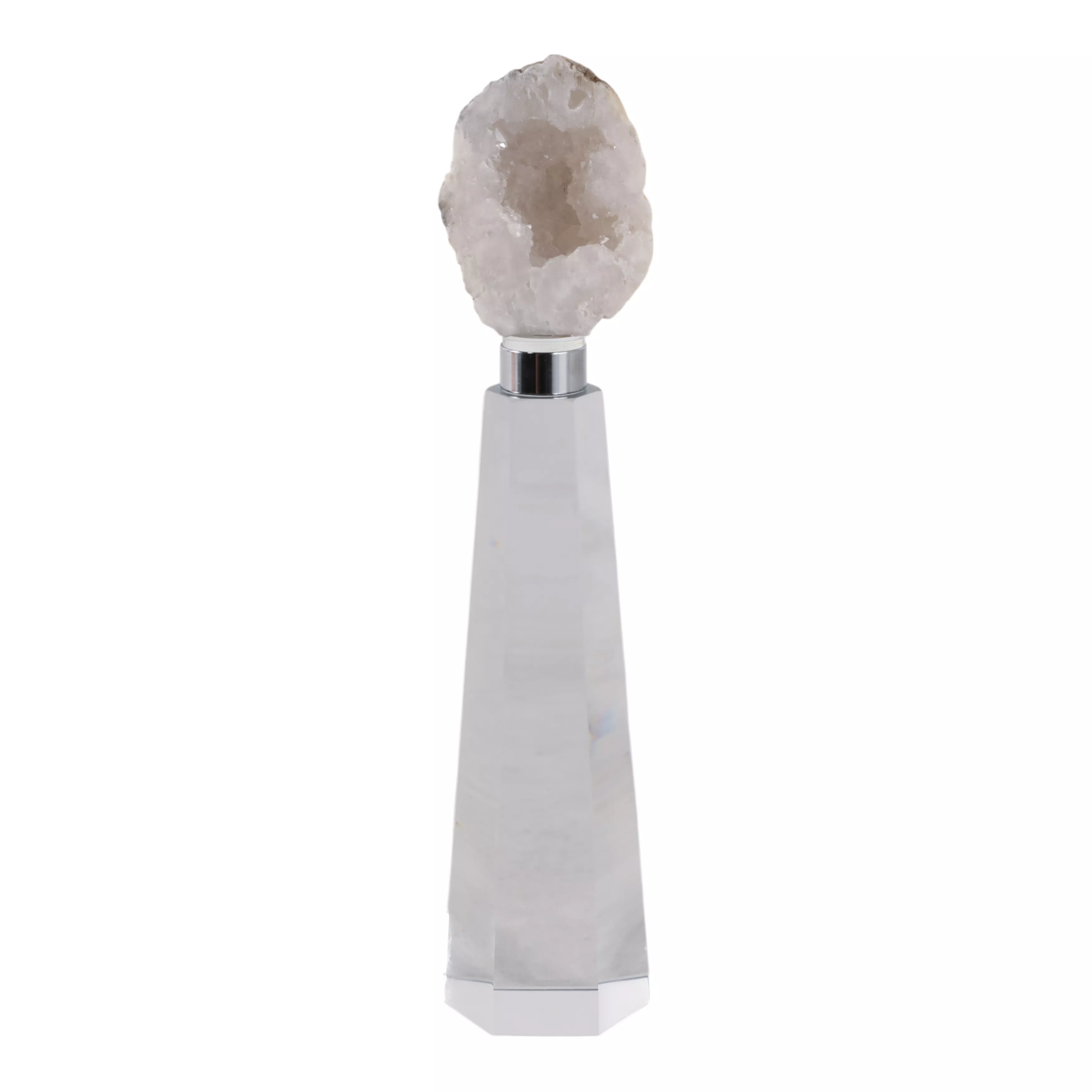 8x2" Agate On Crystal Base, White/clear