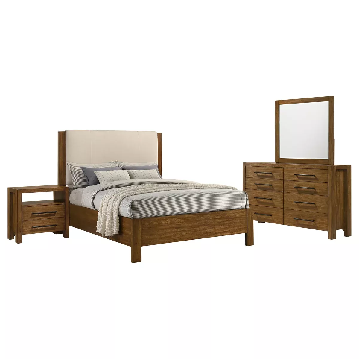 Adderley 4-piece Eastern King Bedroom Set Warm Brown