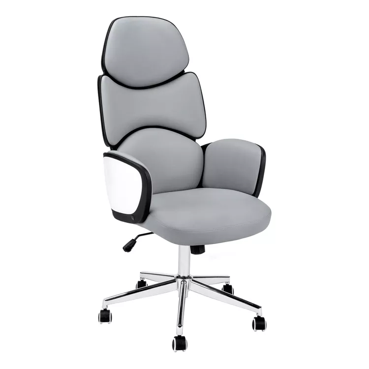 Adjustable Ergonomic Office Chair White Grey Chrome
