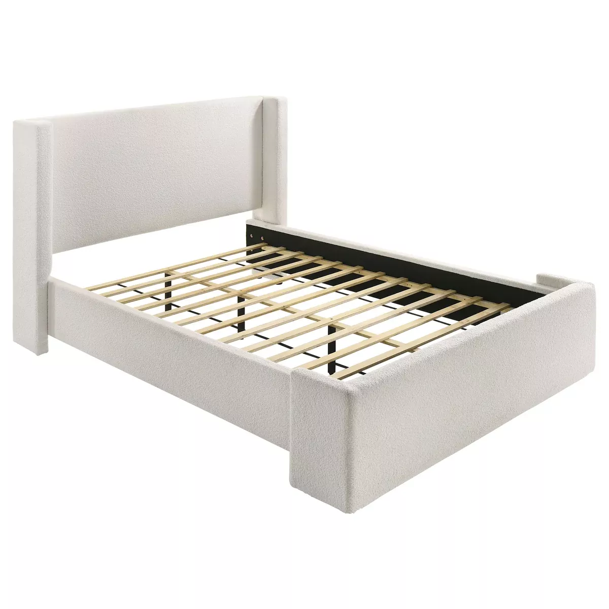 Alamosa Queen Boucle Upholstered Wingback Platform Bed White