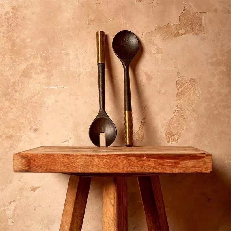 Alhambra Smoked Ash Salad Server Set by L'Objet