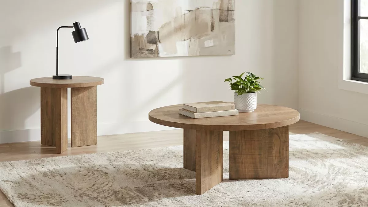Aragon 2-Piece Round Coffee and End Table Set Mango