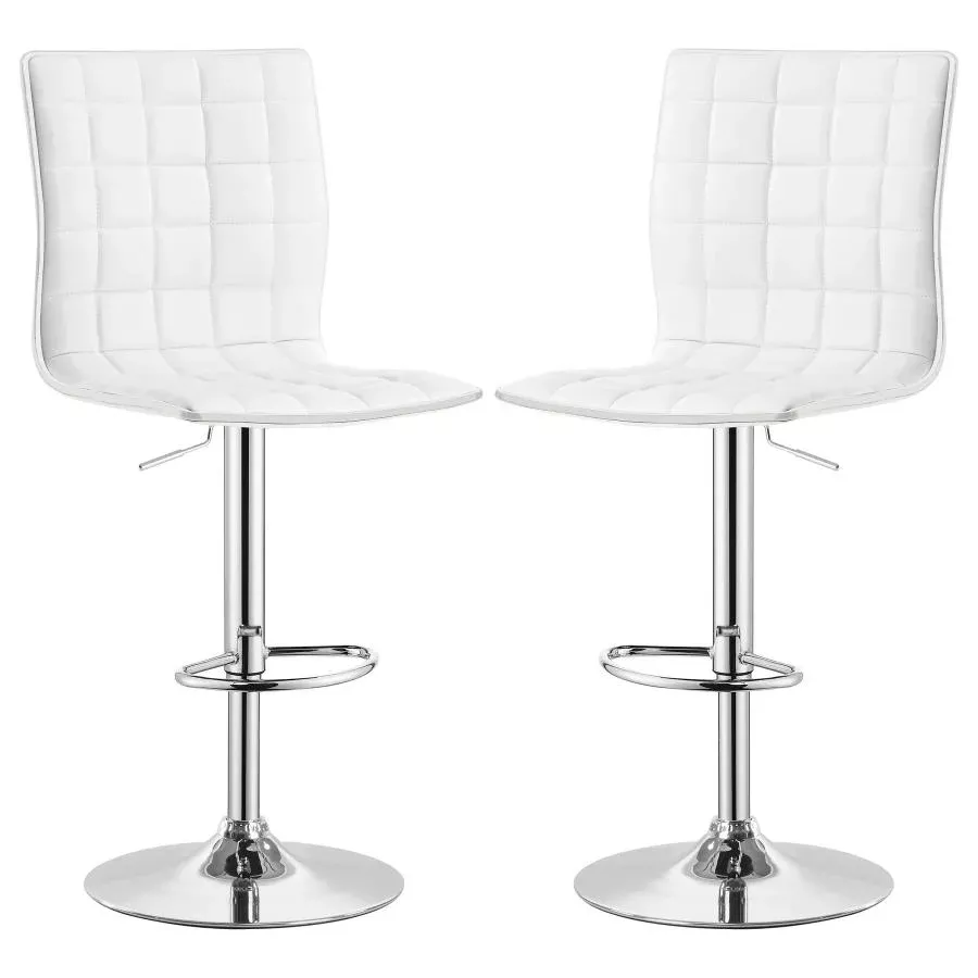 Ashbury Upholstered Adjustable Bar Stool White (Set of 2)