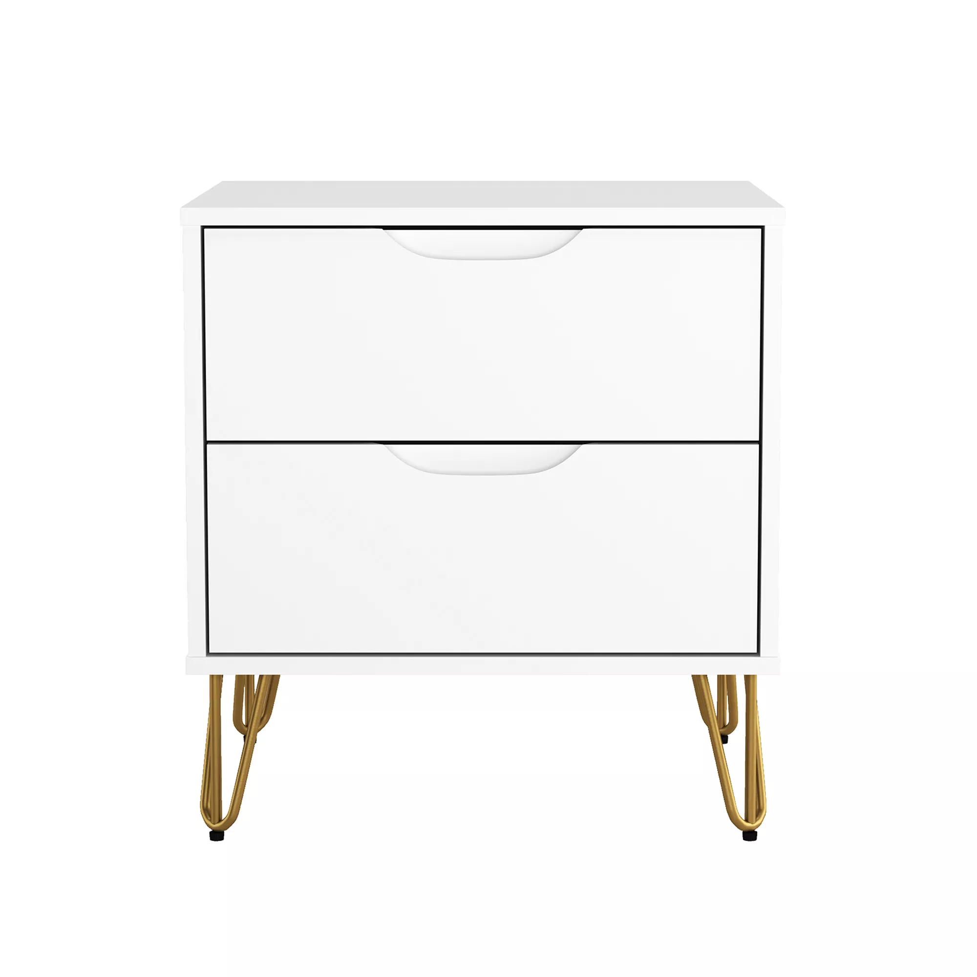 Avira 2-Drawer White Nightstand
