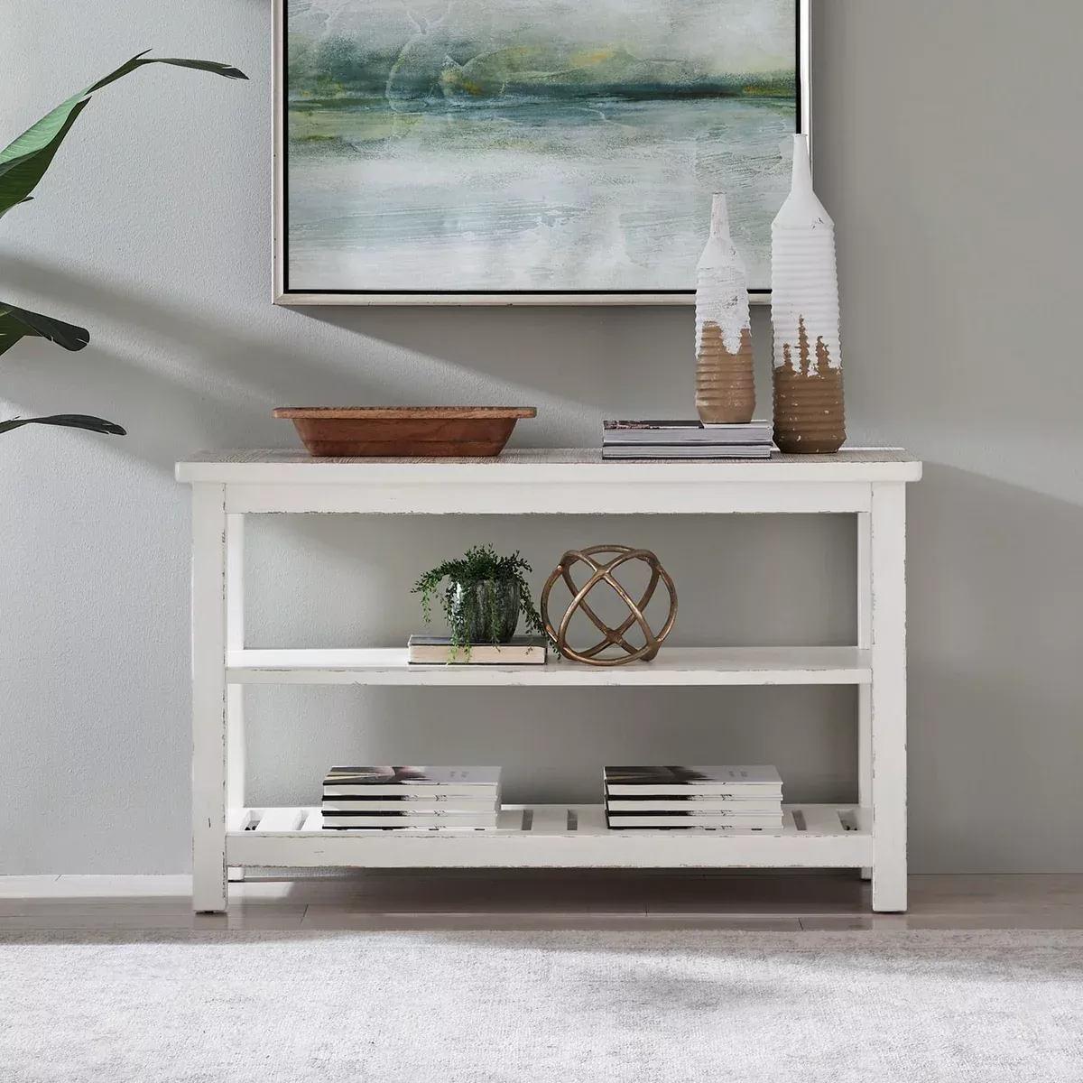 Backroads - Sofa Table - Weathered White & Parchment Brown