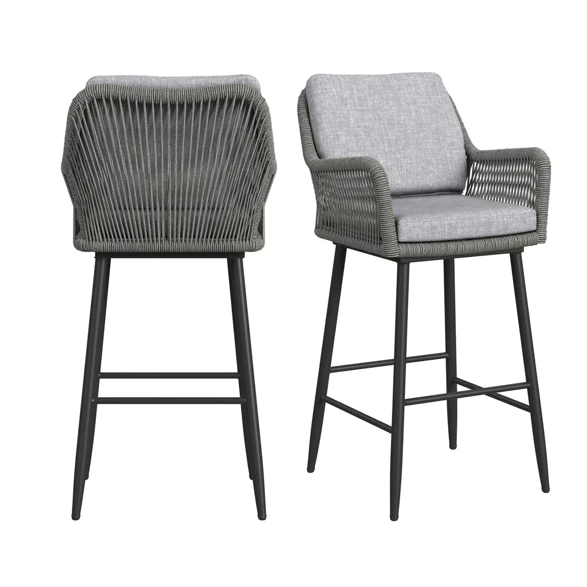 Bayhill - Fabric Barstool (Set of 2) - Black / Gray