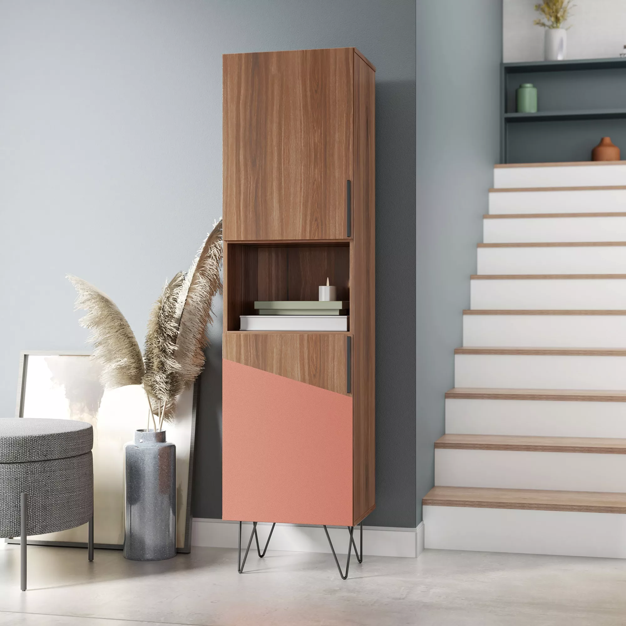 Beekman Brown and Pink Bookcase