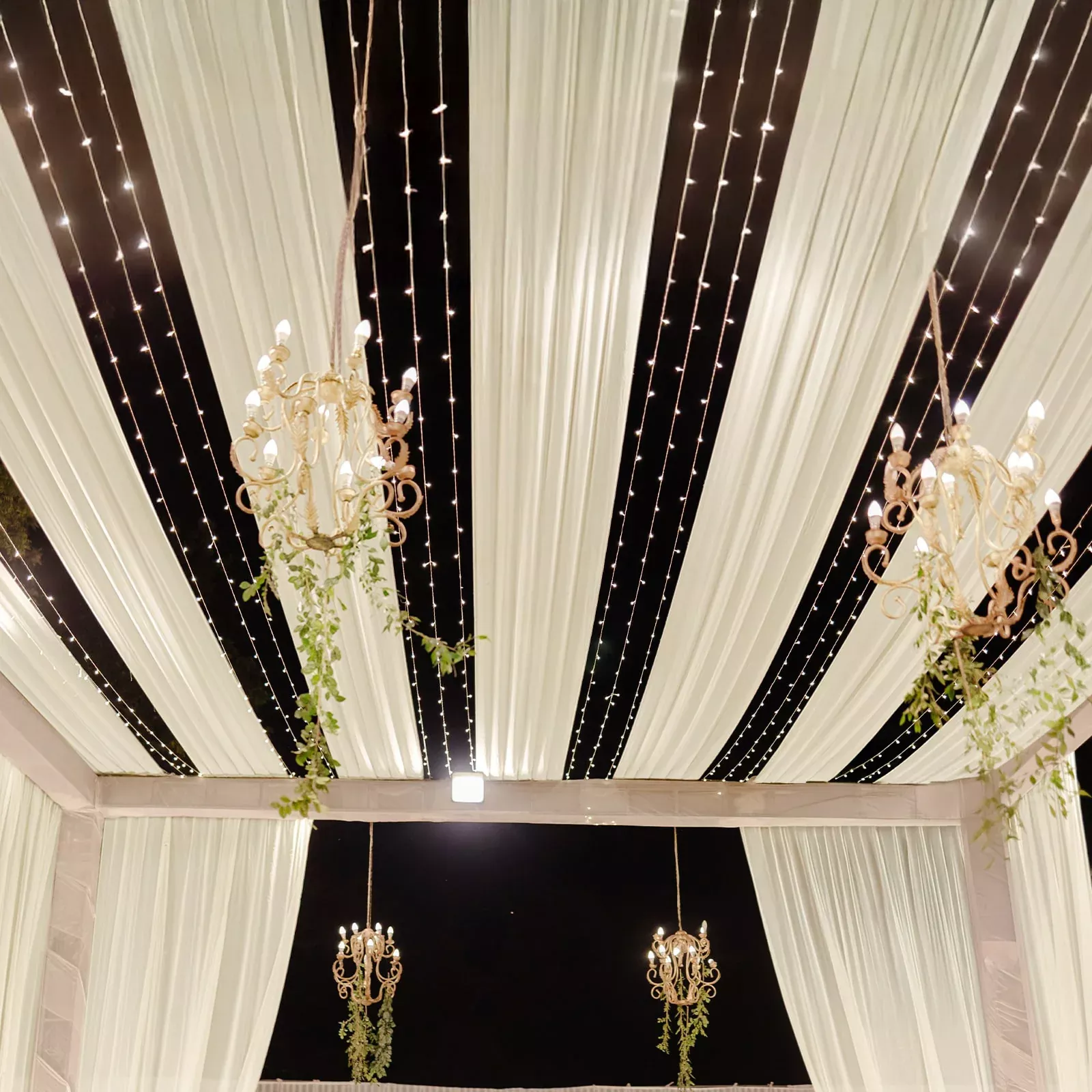 Beige Sheer Backdrop Drape – 5ftx32ft Wedding Arch & Ceiling Decor Panel, Wrinkle Resistant with Soft Shimmer