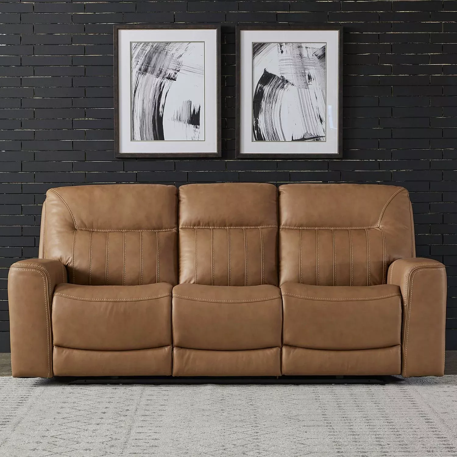 Bennett Dual Power Zero Gravity Sofa & - Butternut