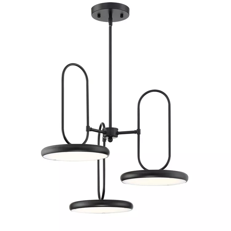 Black LED 3-Lite Panel Pendant Light - Lite Source