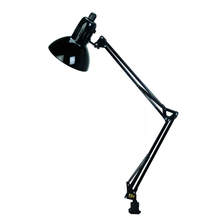 Black Swing Arm Desk Lamp E27 CFL 23W - Lite Source