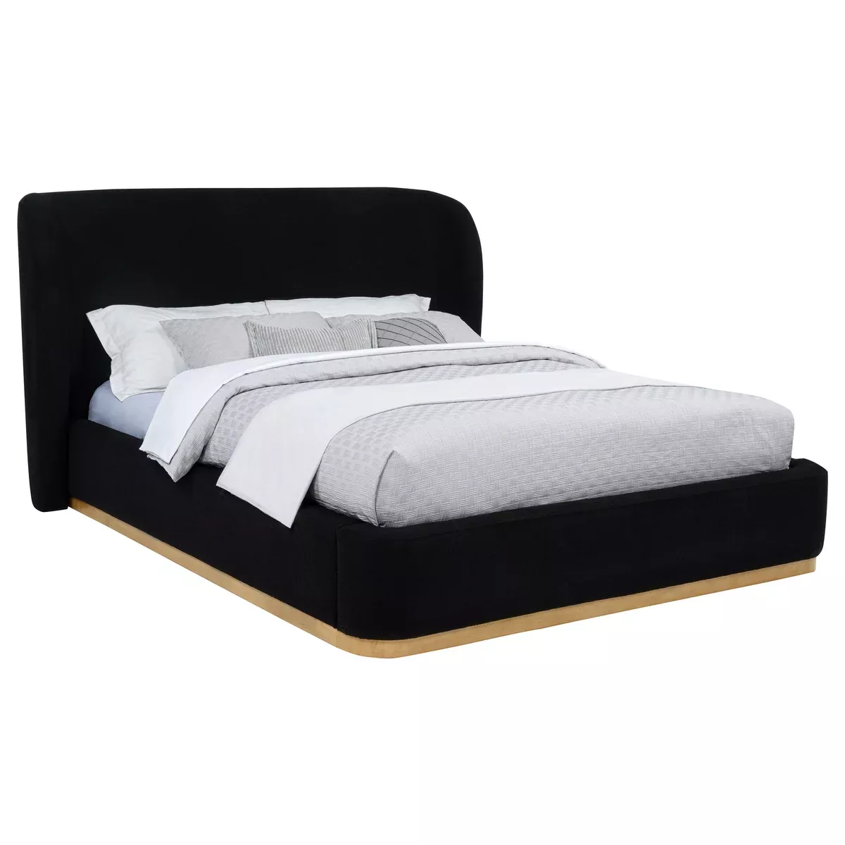 Blaire Upholstered Queen Wingback Platform Bed Black