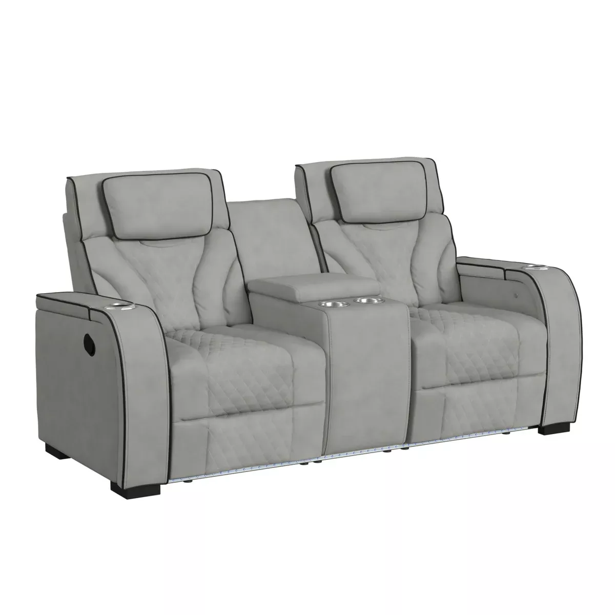 Blitz - Motion Loveseat With Console, And LED