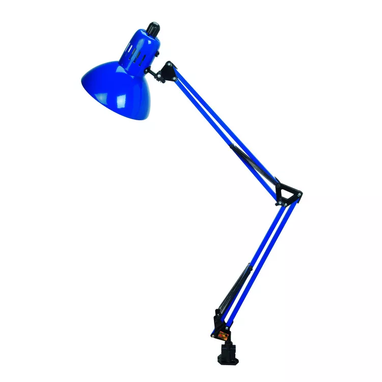 Blue Swing Arm Desk Lamp E27 CFL 23W - Lite Source