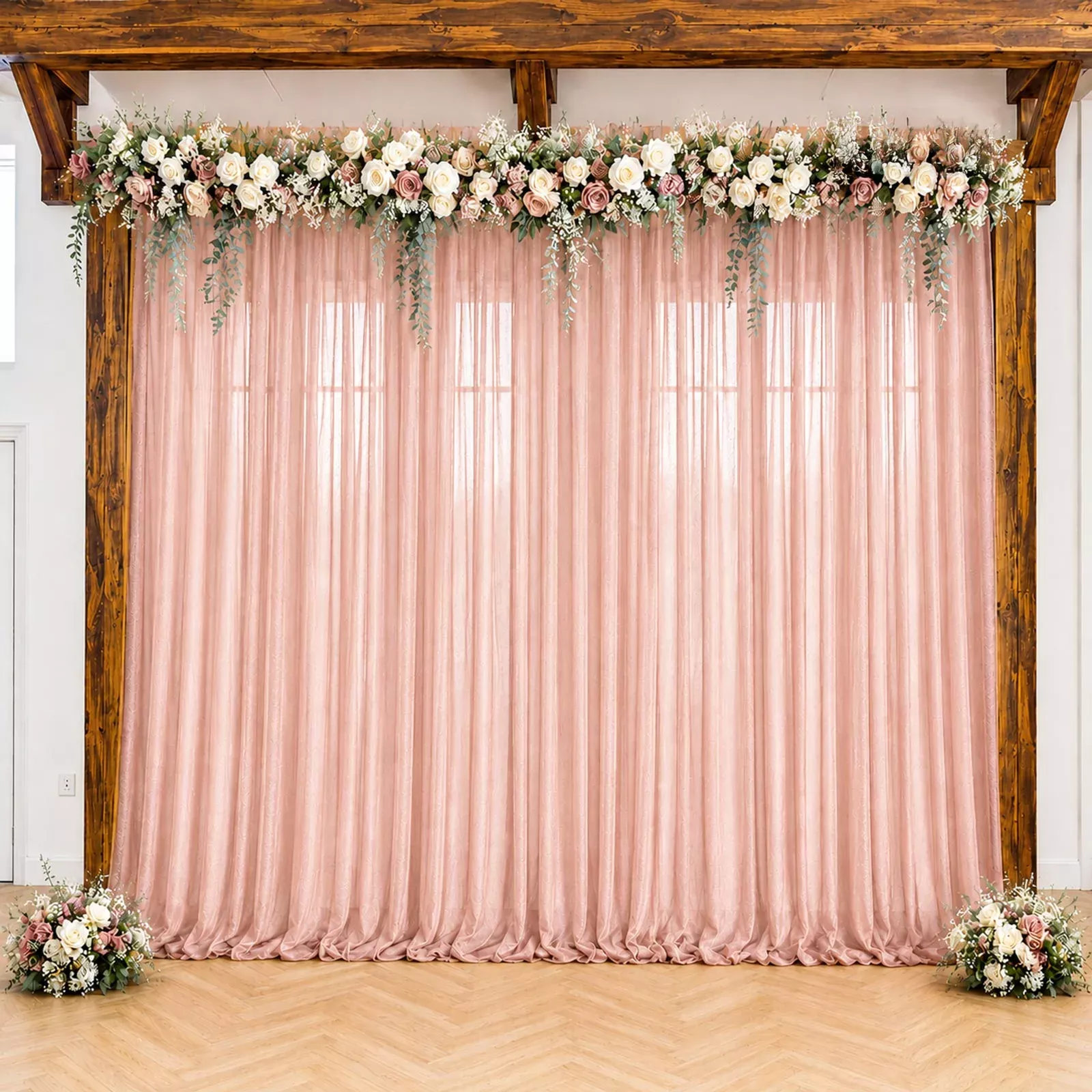 Blush Sheer Backdrop Drape – 5ft x 14ft Wedding Arch & Ceiling Decor Panel, Wrinkle Resistant with Soft Shimmer