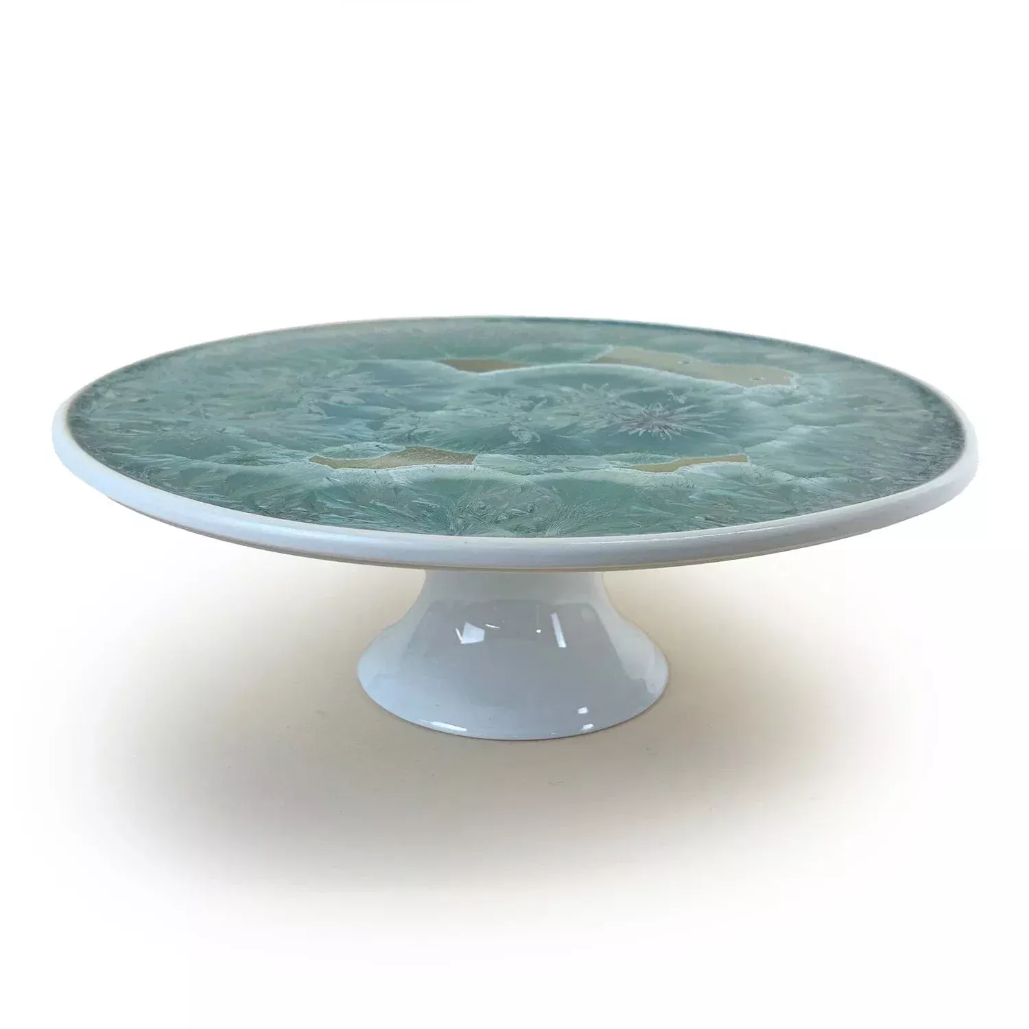 Borealis Aqua Ceramic Cake Plate, 12" by Michael Wainwright