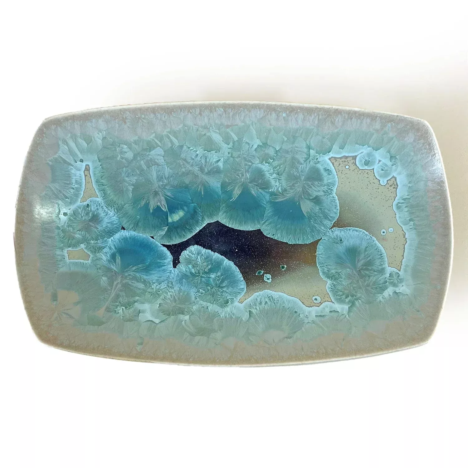 Borealis Aqua Oval Platter, 13" by Michael Wainwright