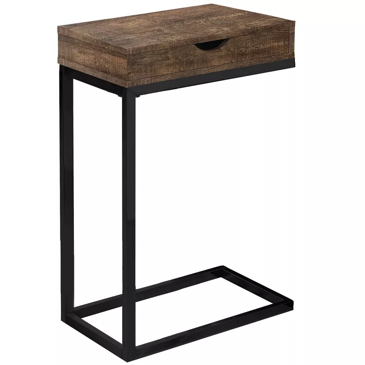 C-Shaped Accent Table Storage Drawer