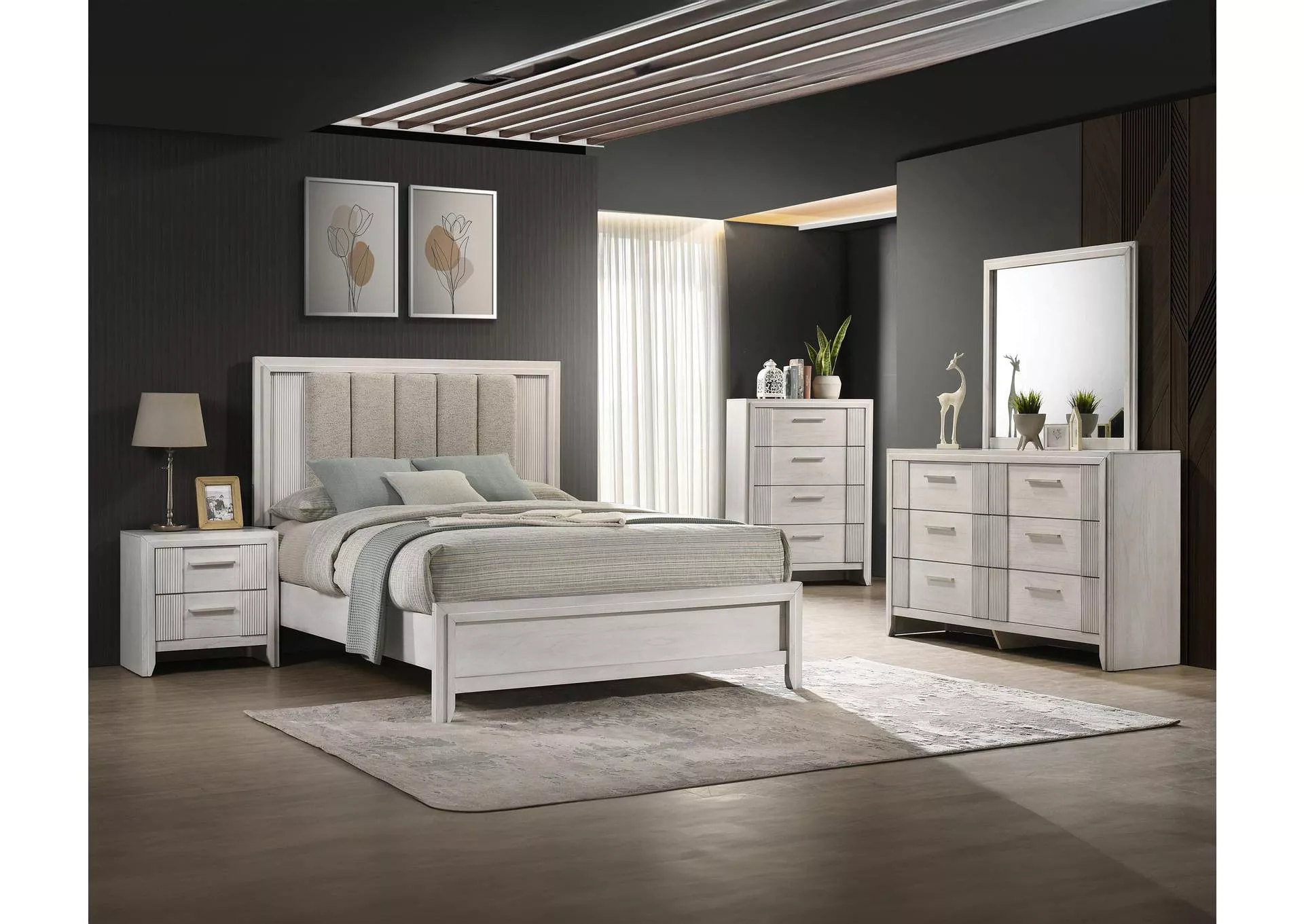 CARLTON KING BED - WHITE