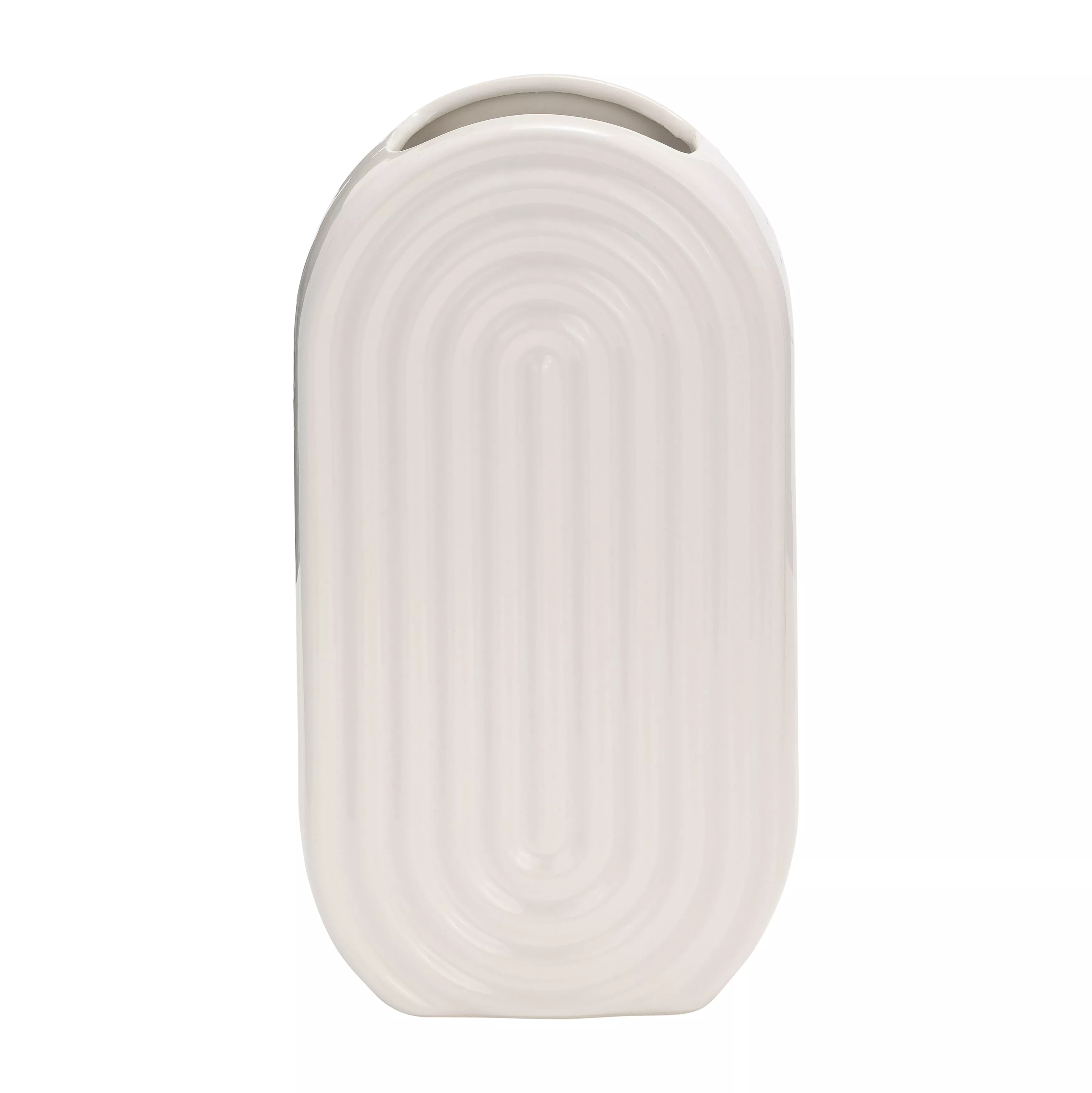 Cer, 11" Oval Ridged Vase