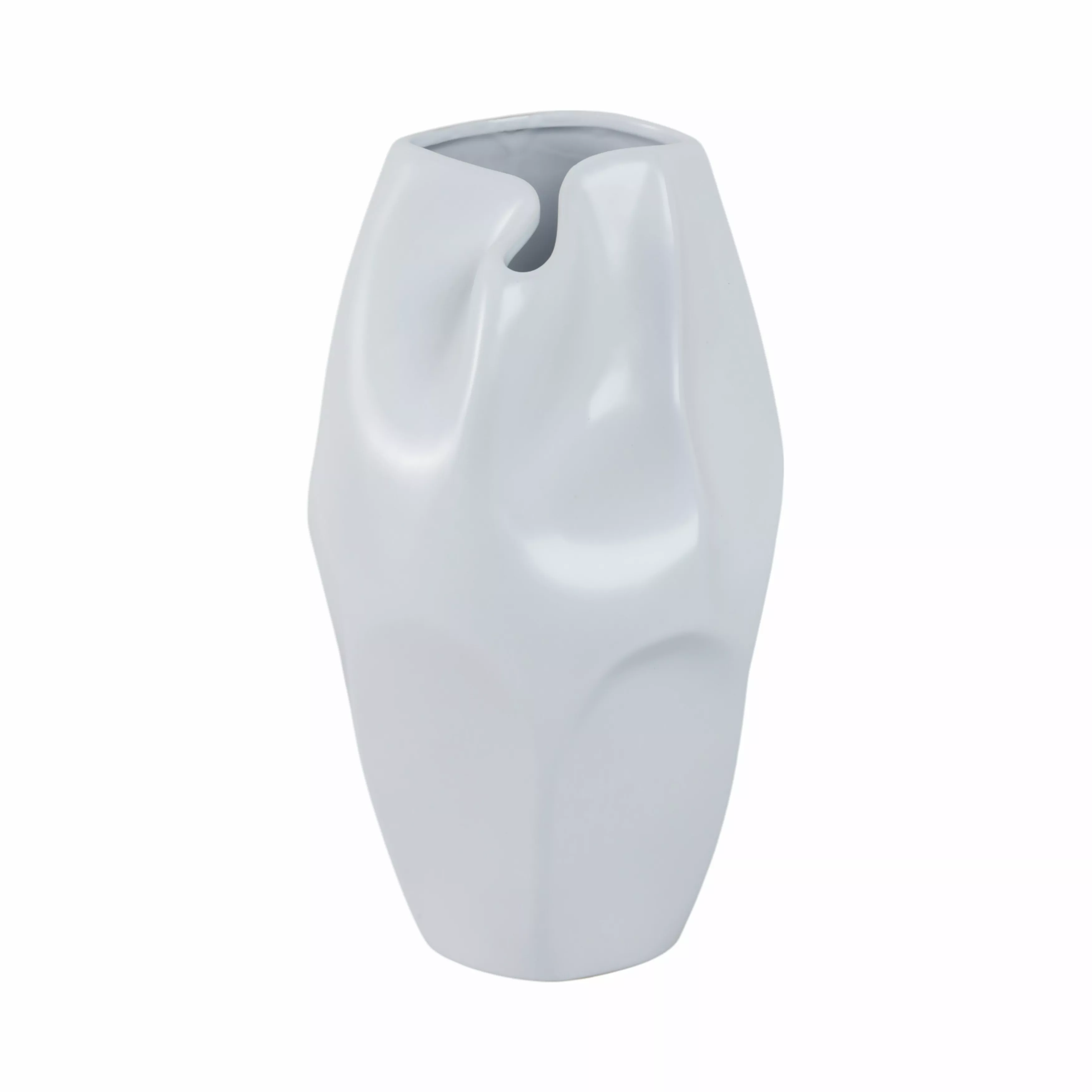 Cer, 14"h Abstract Vase, White